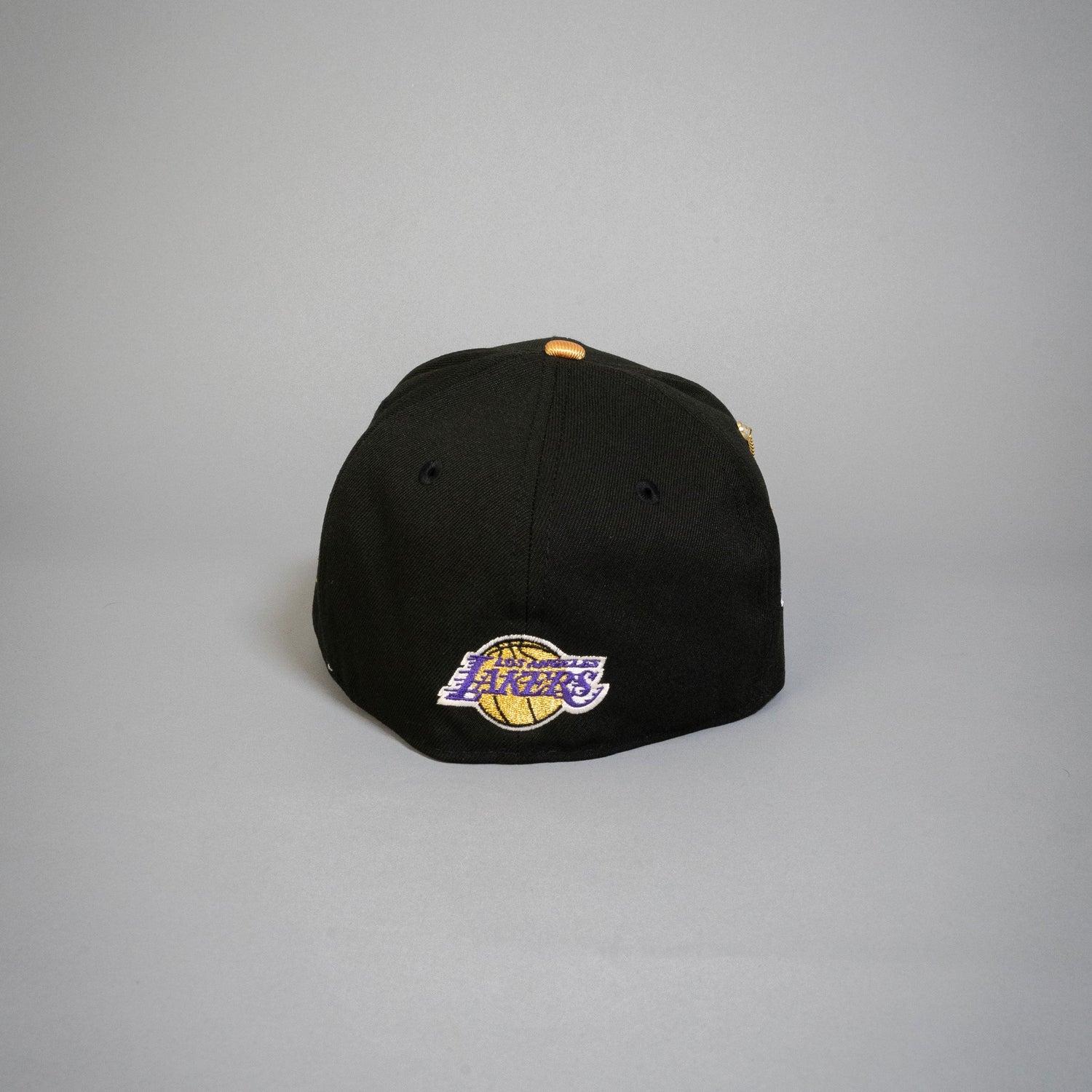 NEW ERA EXCLUSIVE 59FIFTY BLACK LOS ANGELES LAKERS SCRIPT W/  SIDE PATCH