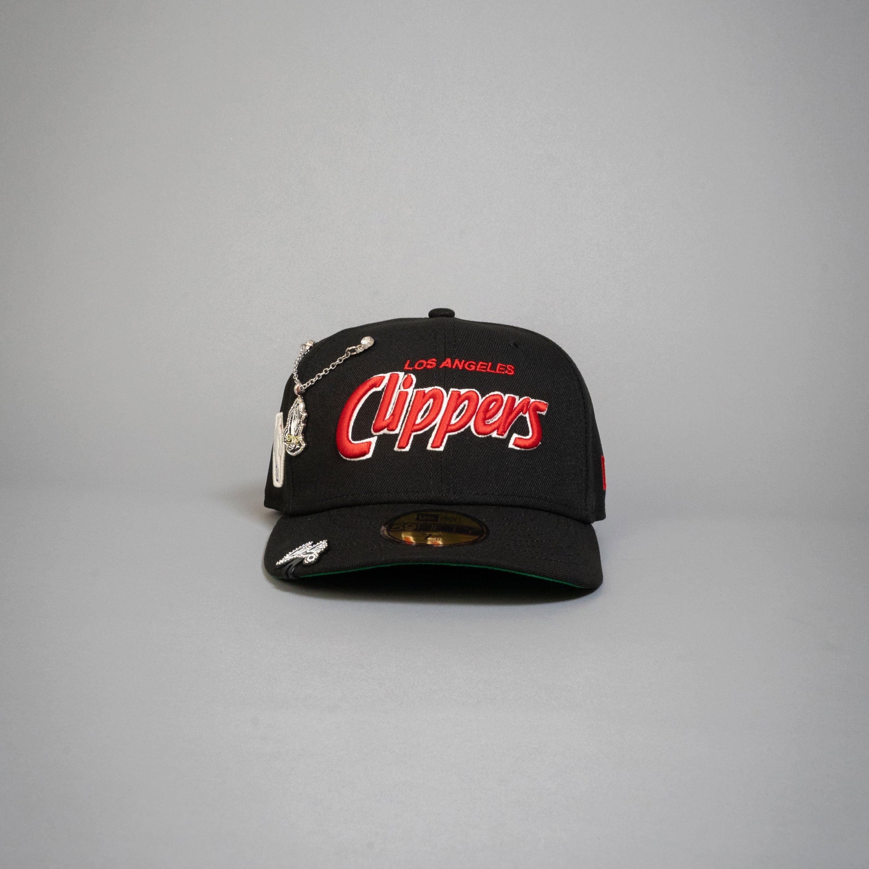 NEW ERA EXCLUSIVE 59FIFTY BLACK LOS ANGELES CLIPPERS SCRIPT W/ NBA LOGO SIDE PATCH