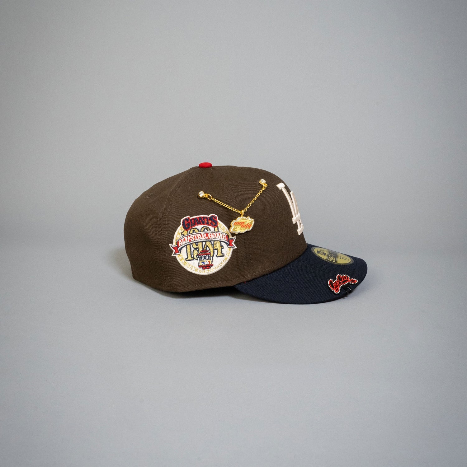 NEW ERA EXCLUSIVE 59FIFTY MOCHA/ NAVY LOS ANGELES DODGERS W/ 1984 ALL STAR GAME SIDE PATCH