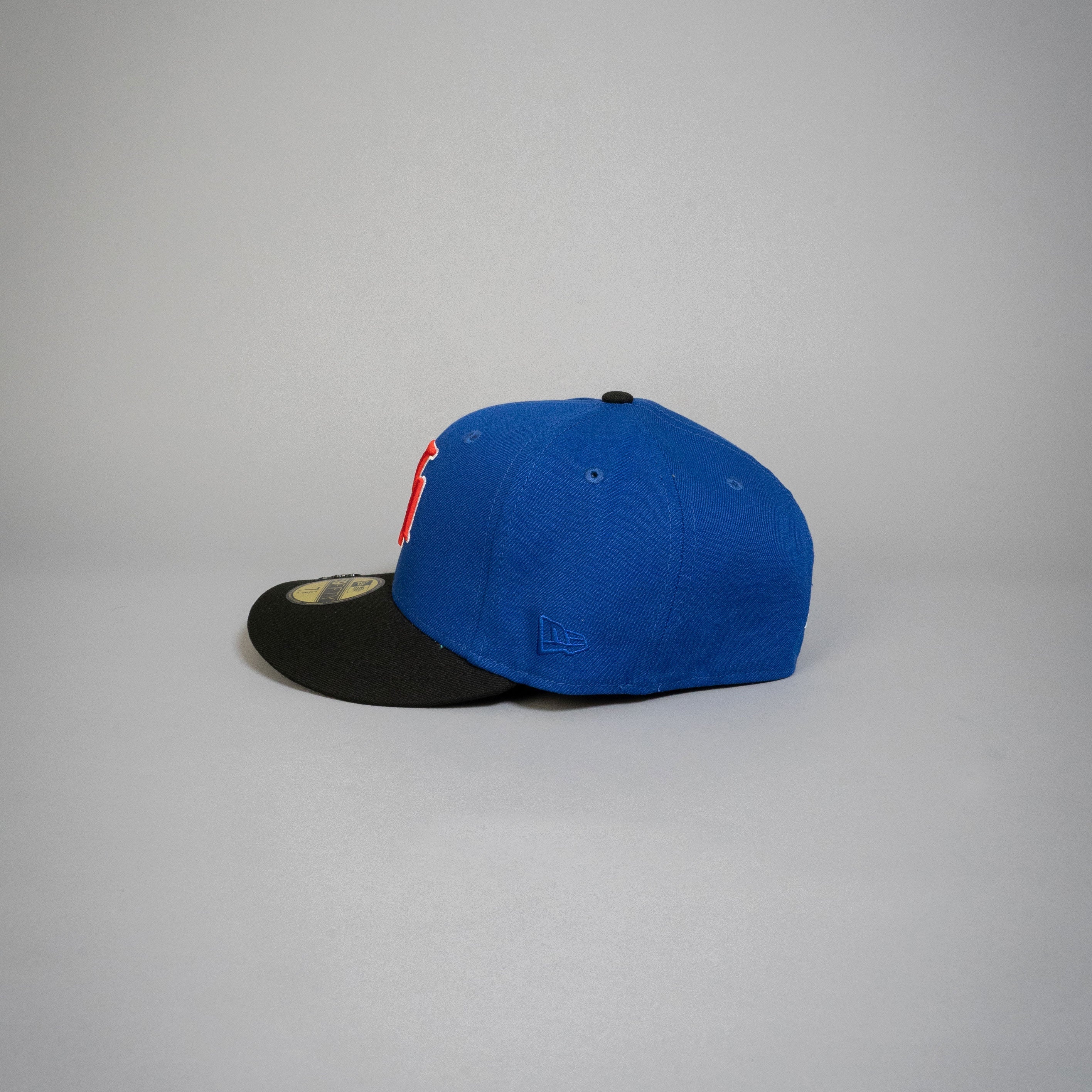 NEW ERA EXCLUSIVE 59FIFTY BLUE/ BLACK LOS ANGELES LAKERS W/ 60TH ANNIVERSARY SIDE PATCH