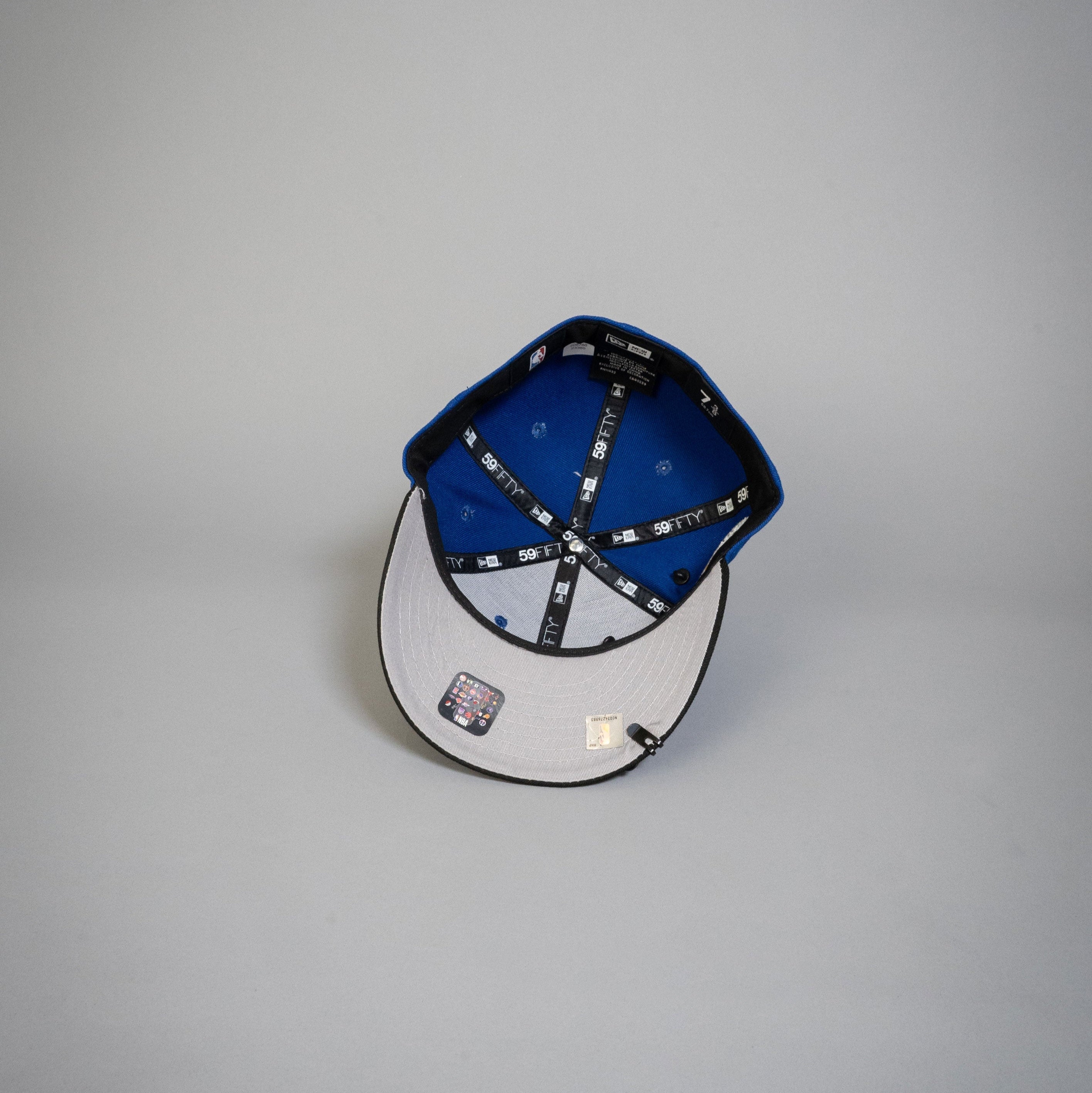 NEW ERA EXCLUSIVE 59FIFTY BLUE/ BLACK LOS ANGELES LAKERS W/ 60TH ANNIVERSARY SIDE PATCH
