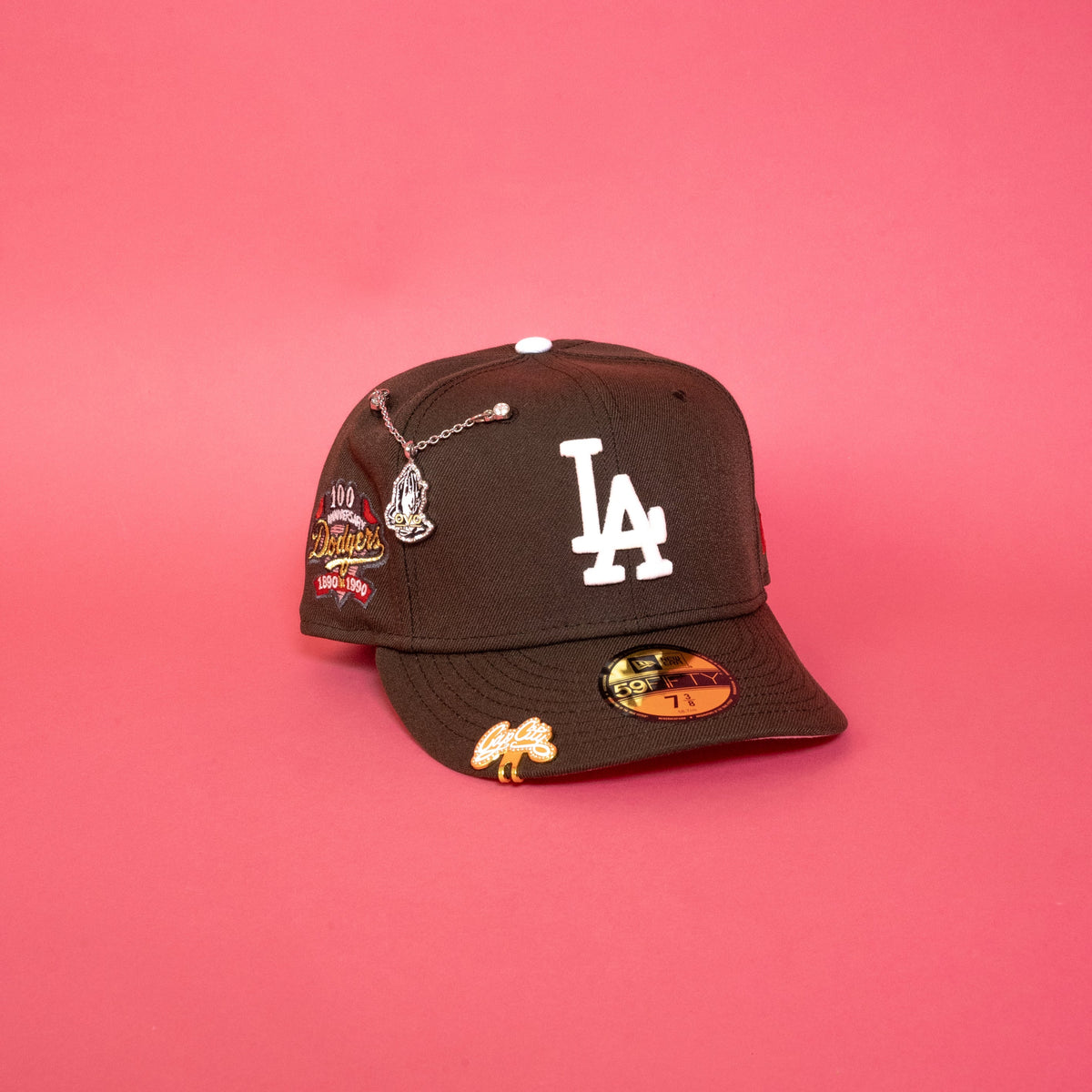 NEW ERA EXCLUSIVE 59FIFTY WALNUT LOS ANGELES DODGERS W/ 100TH ANNIVERSARY SIDE PATCH