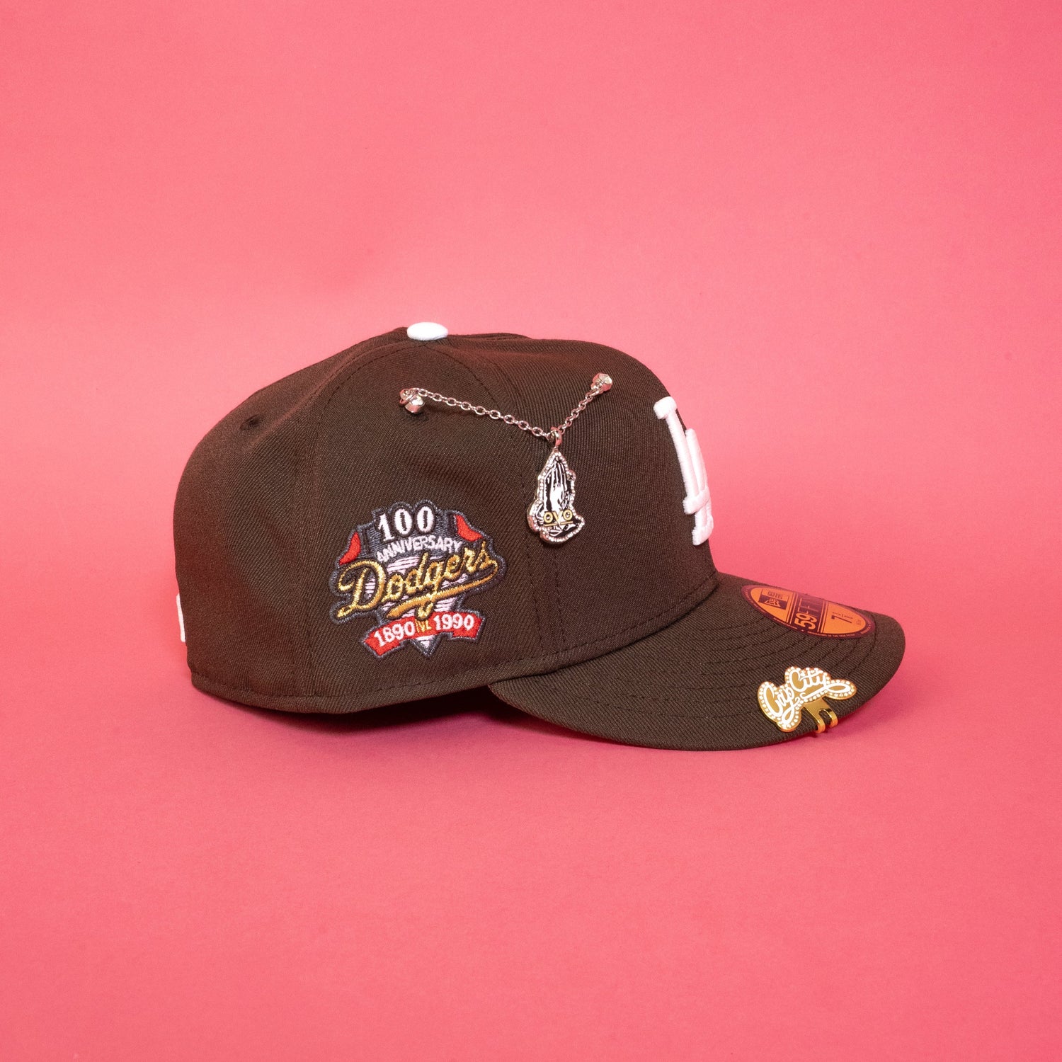 NEW ERA EXCLUSIVE 59FIFTY WALNUT LOS ANGELES DODGERS W/ 100TH ANNIVERSARY SIDE PATCH