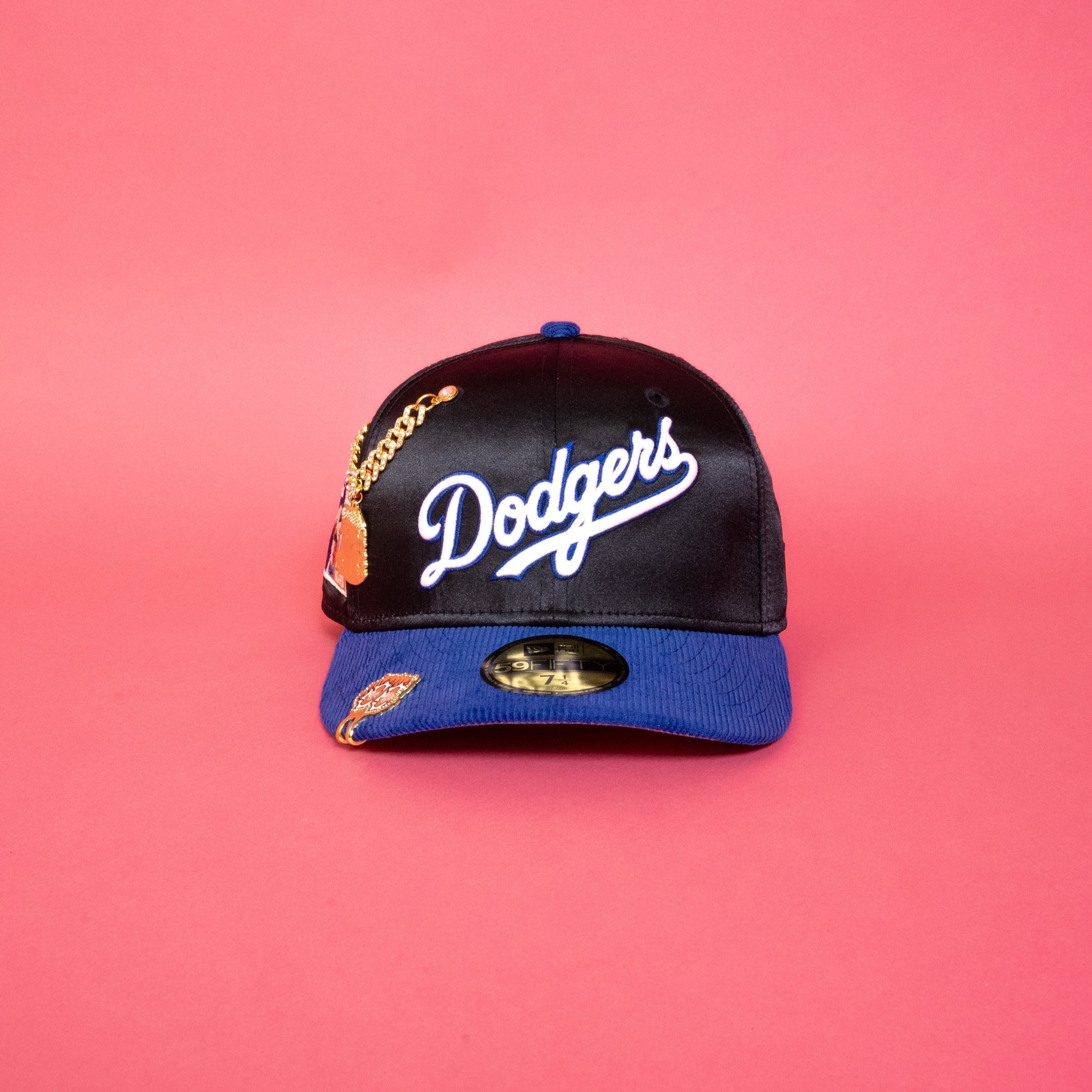 NEW ERA EXCLUSIVE 59FIFTY SATIN/ CORDUROY LOS ANGELES DODGERS SCRIPT W/ JACKIE ROBINSON SIDE PATCH