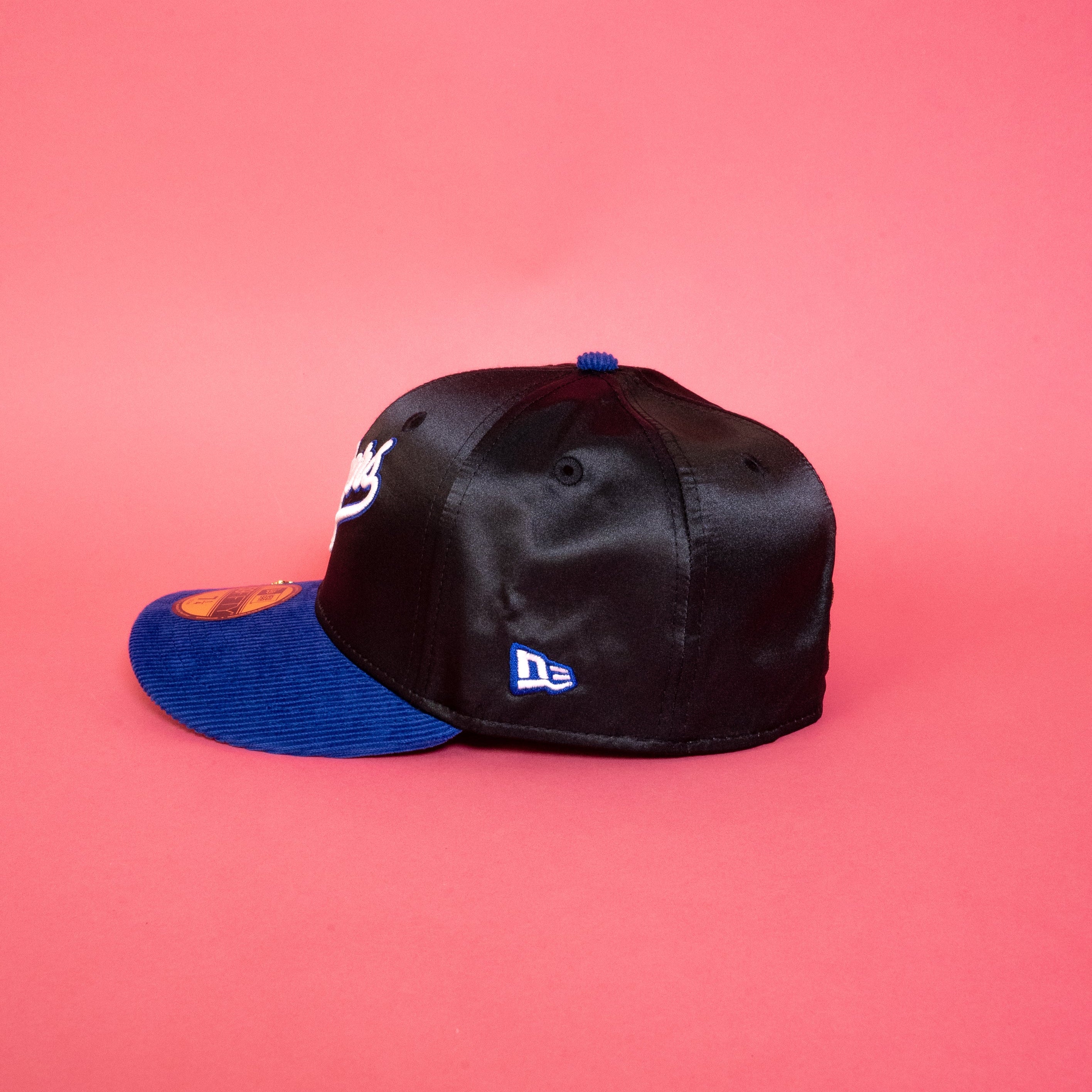 NEW ERA EXCLUSIVE 59FIFTY SATIN/ CORDUROY LOS ANGELES DODGERS SCRIPT W/ JACKIE ROBINSON SIDE PATCH