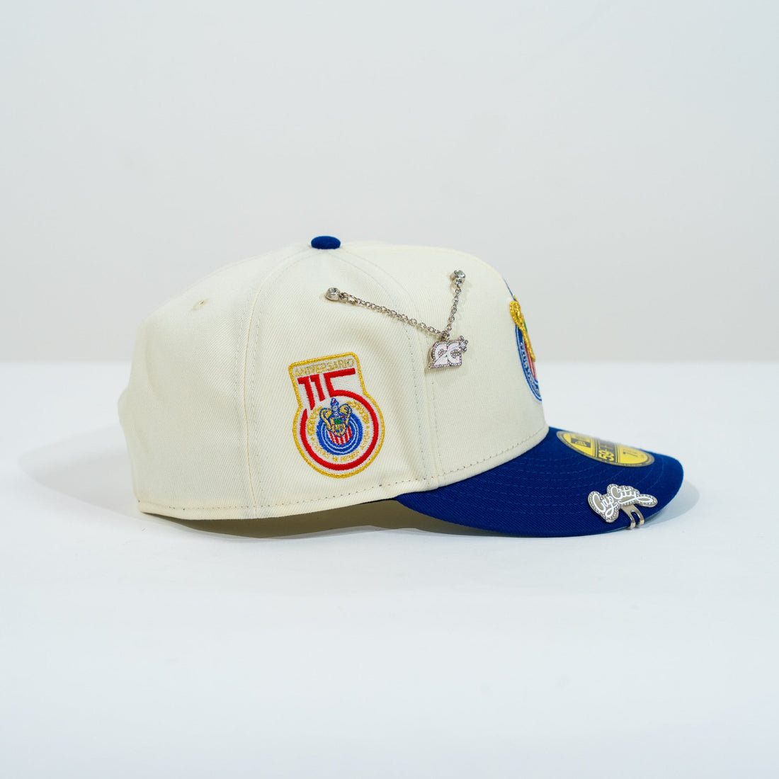 NEW ERA EXCLUSIVE 59FIFTY CHROME/ BLUE "CHIVAS DE GUADALAJARA" W/ 115TH ANNIVERSARY SIDE PATCH