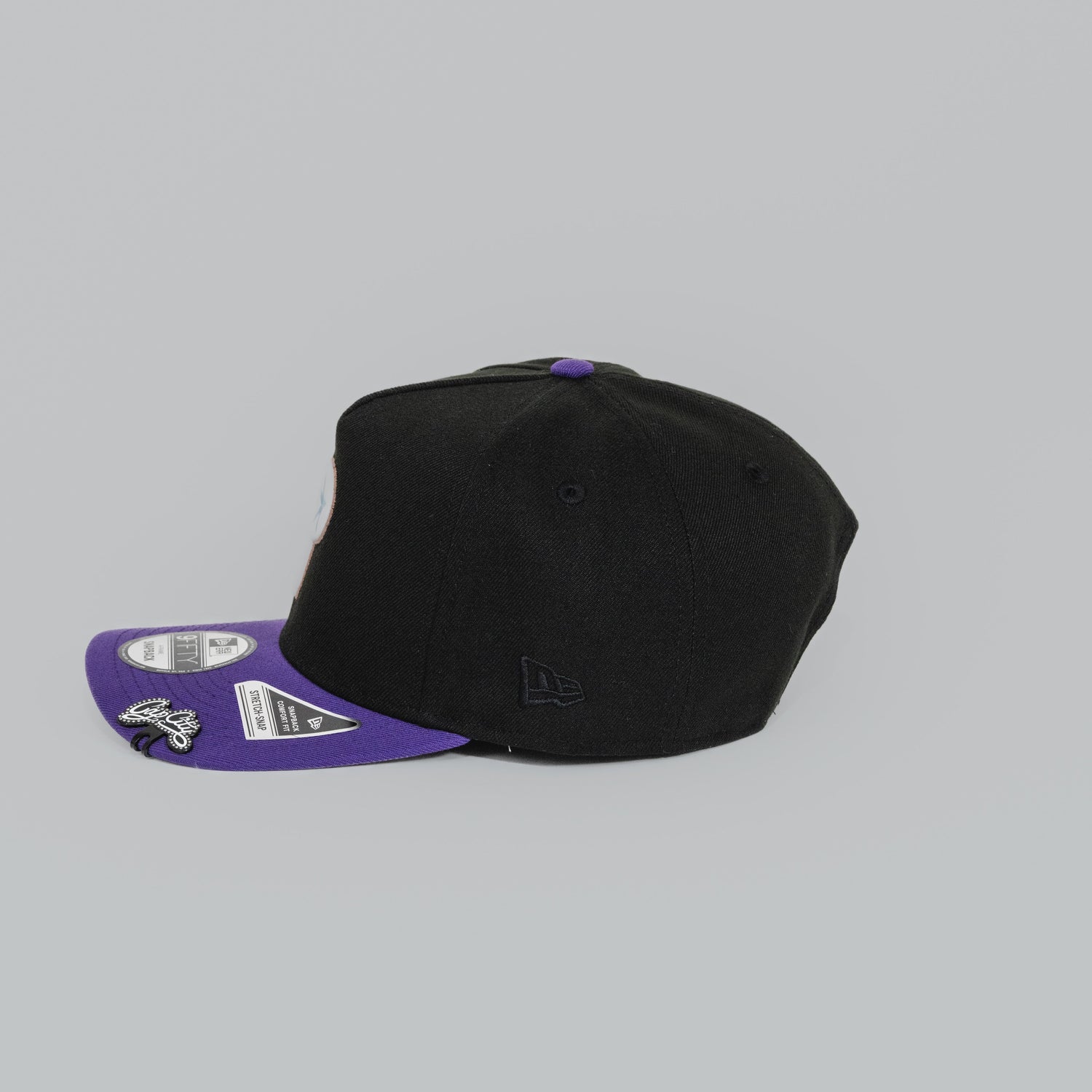 NEW ERA EXCLUSIVE 9FIFTY A-FRAME BLACK/ PURPLE PHILADELPHIA PHILLIES SNAPBACK W/ 1996 ALL STAR GAME PATCH