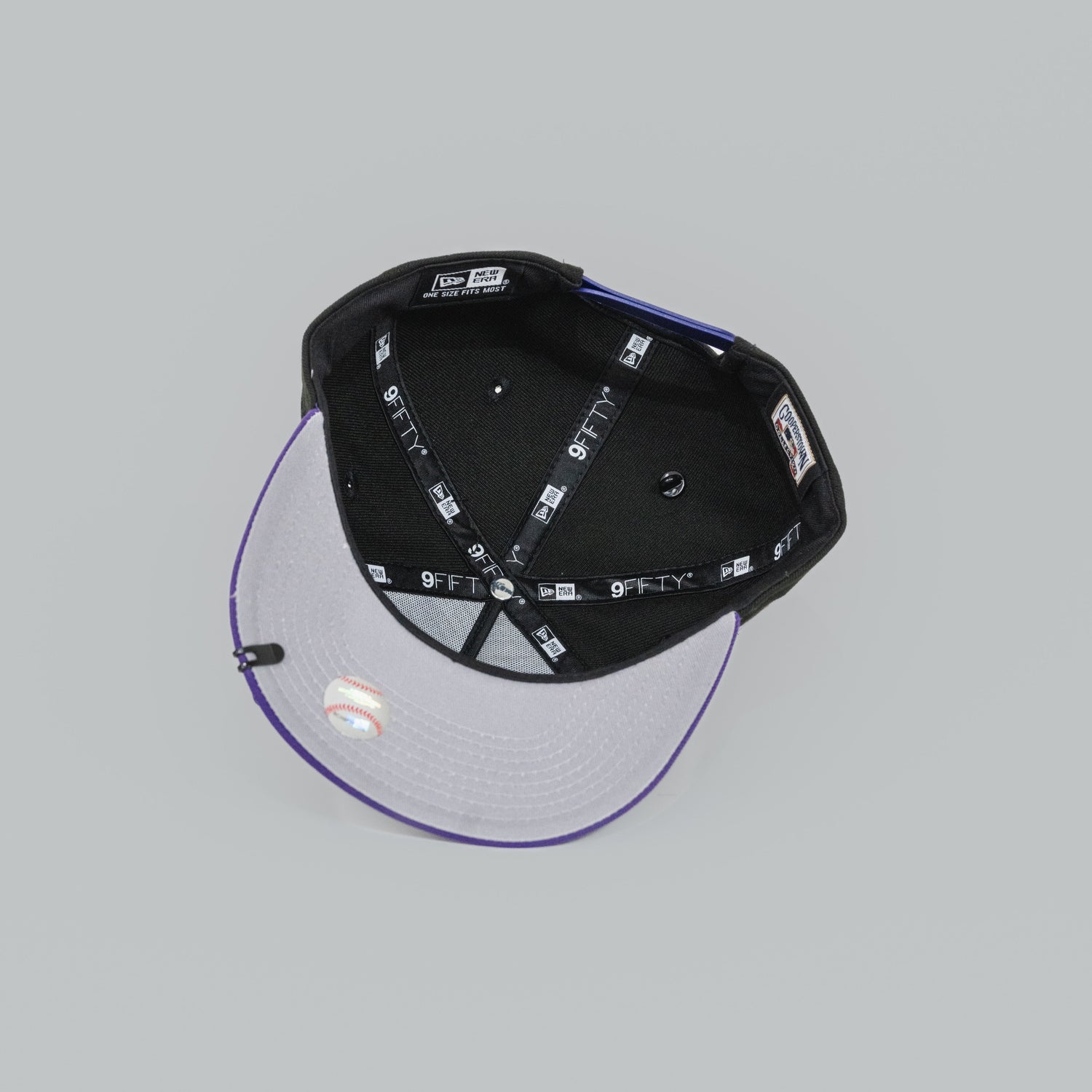 NEW ERA EXCLUSIVE 9FIFTY A-FRAME BLACK/ PURPLE PHILADELPHIA PHILLIES SNAPBACK W/ 1996 ALL STAR GAME PATCH