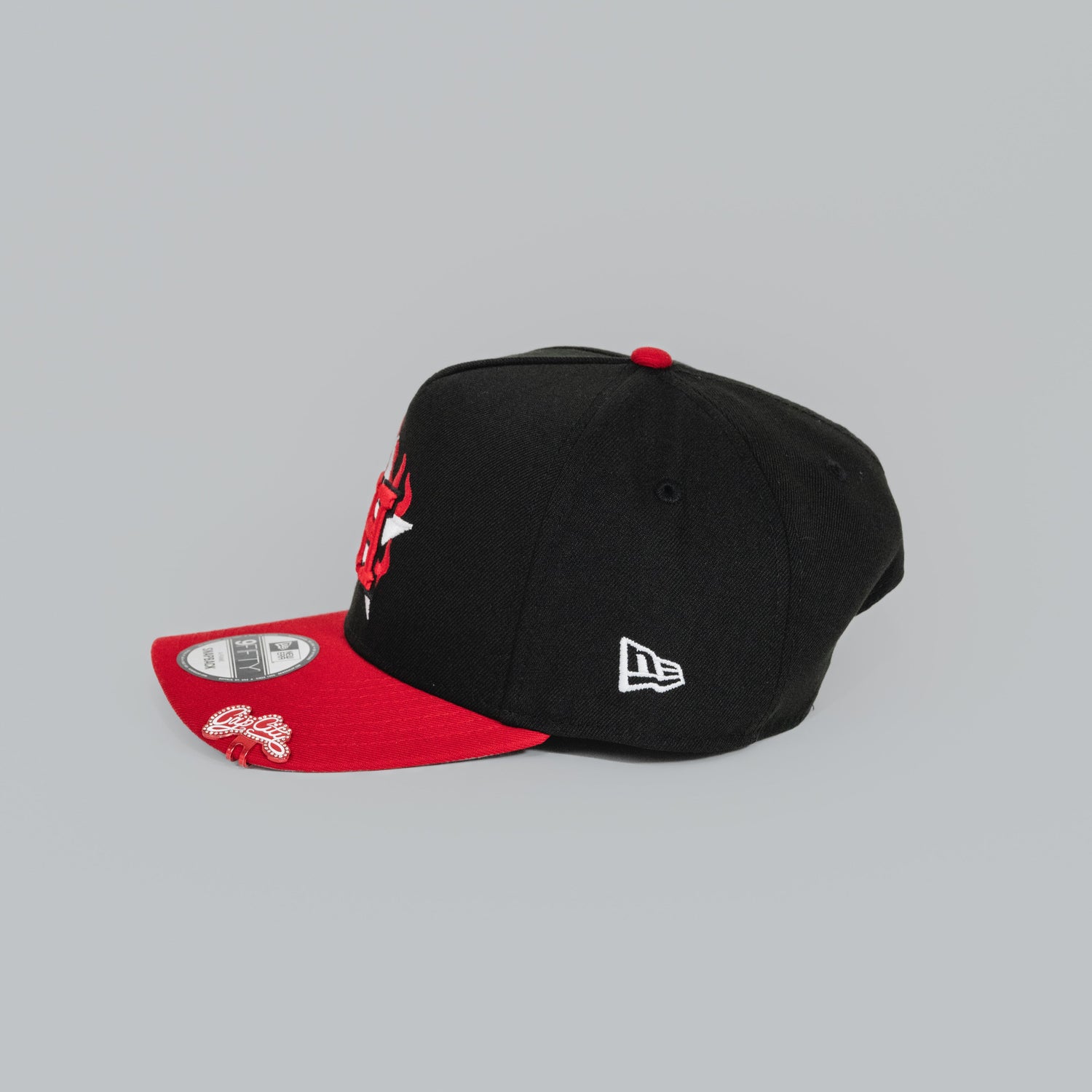 NEW ERA EXCLUSIVE 9FIFTY A-FRAME BLACK/ RED HOUSTON ASTROS W/ FLAME LOGO + 45TH ANNIVERSARY SIDE PATCH