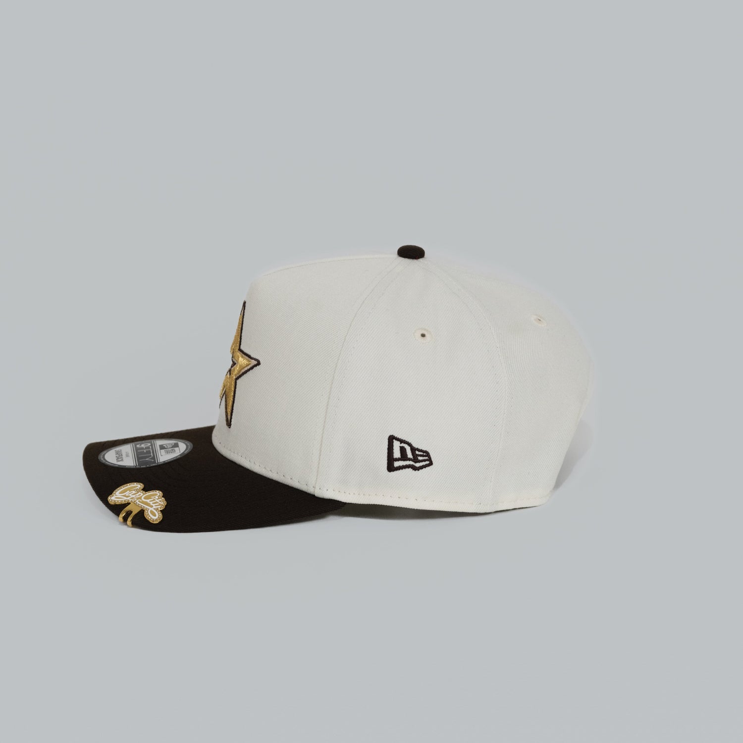 NEW ERA EXCLUSIVE 9FIFTY A-FRAME CHROME/ WALNUT HOUSTON ASTROS W/ 45TH ANNIVERSARY SIDE PATCH