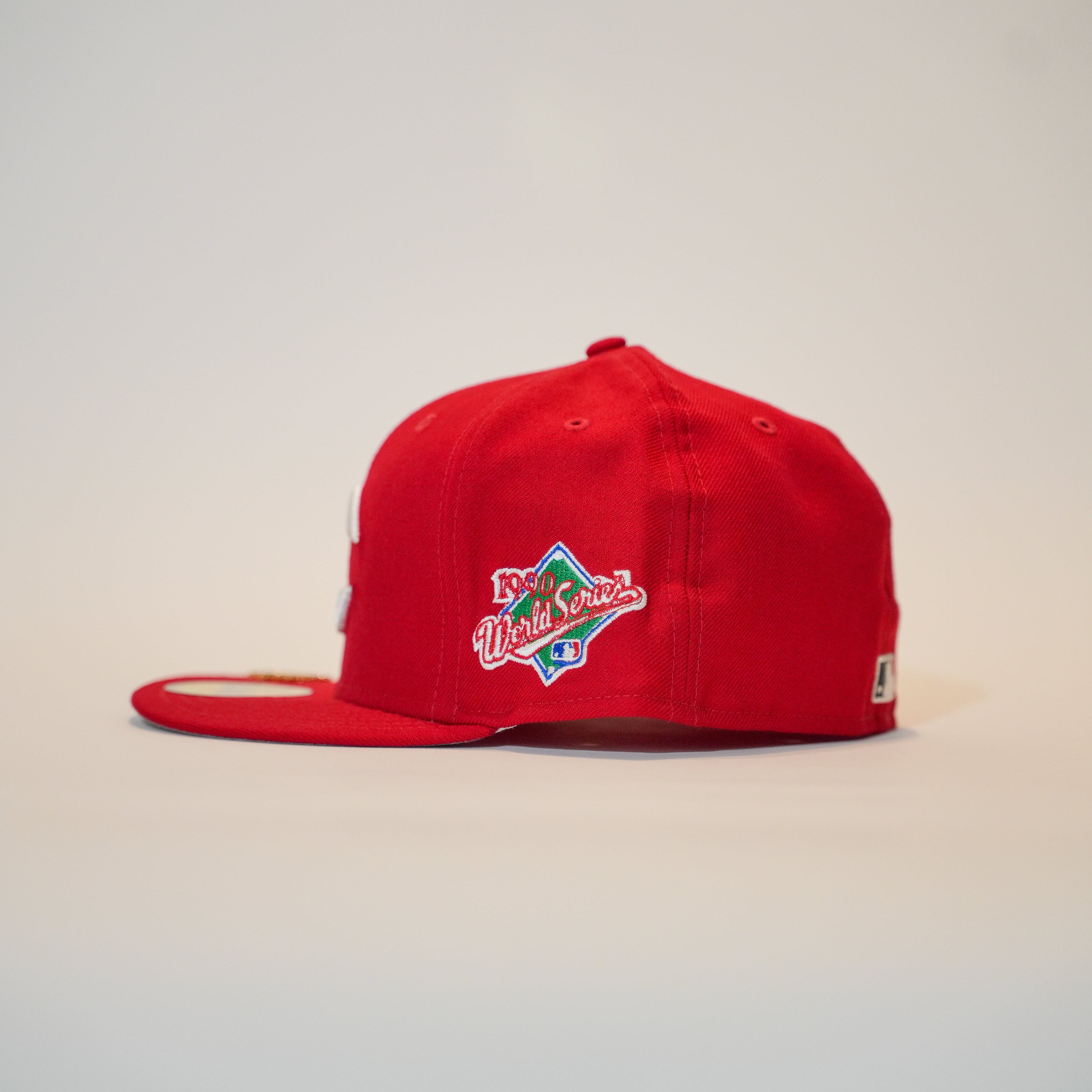 NEW ERA EXCLUSIVE 59FIFTY RED CINCINNATI REDS W/ 1990 WORLD SERIES SIDE PATCH