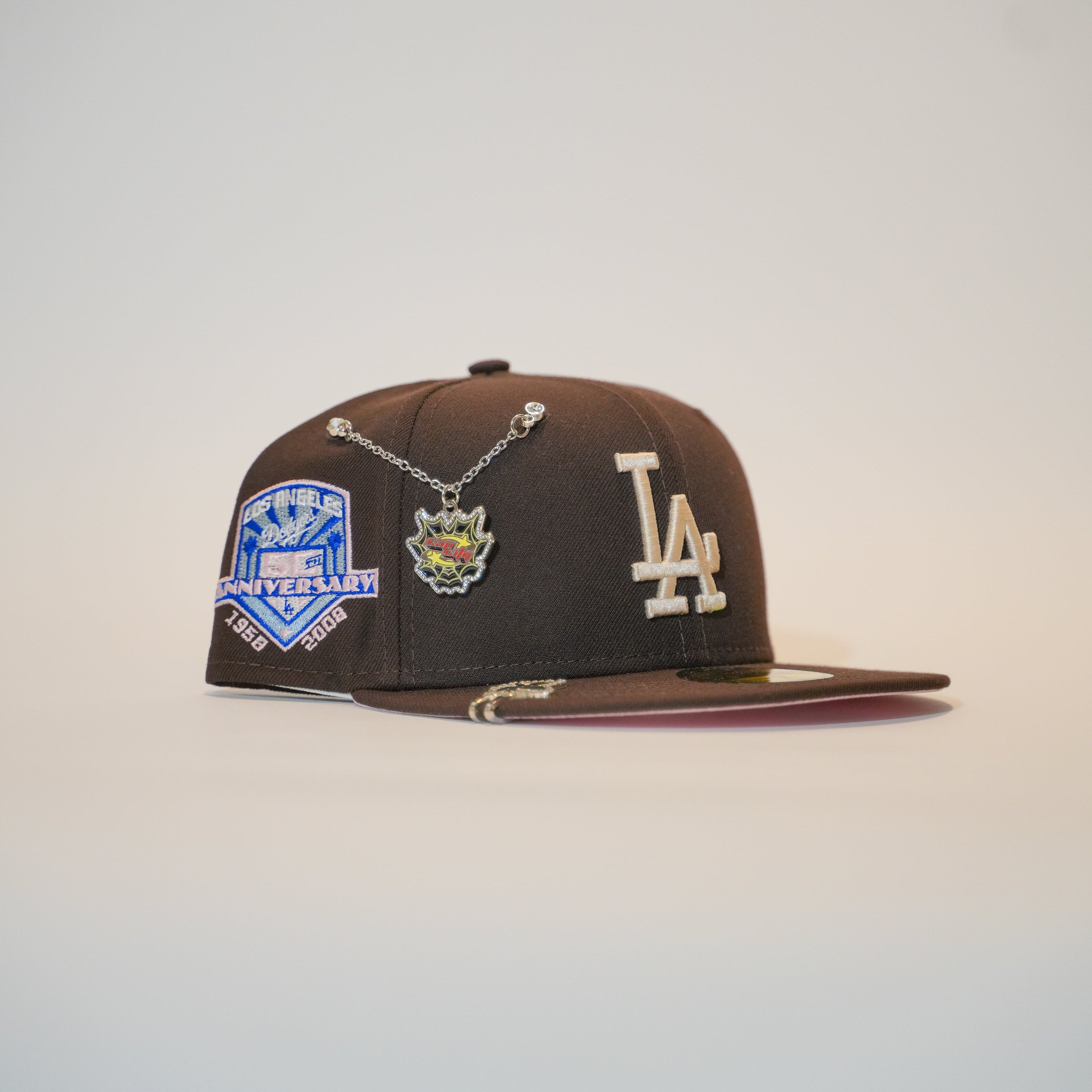 EXCLUSIVO DE NEW ERA 59FIFTY CROMADO BLANCO/ORO LOS ANGELES DODGERS CON PARCHE DEL JUEGO ALL STAR 2000 