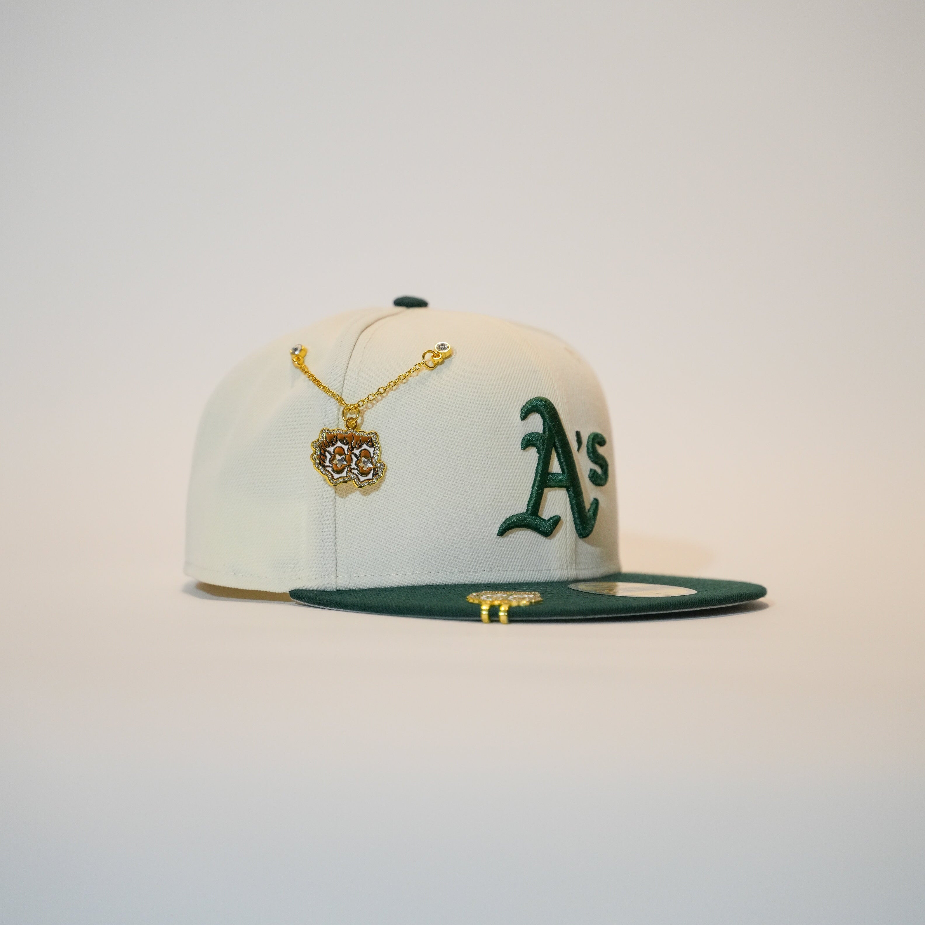 NEW ERA EXCLUSIVE 59FIFTY CHROME/ FOREST GREEN OAKLAND ATHLETICS TWO TONE