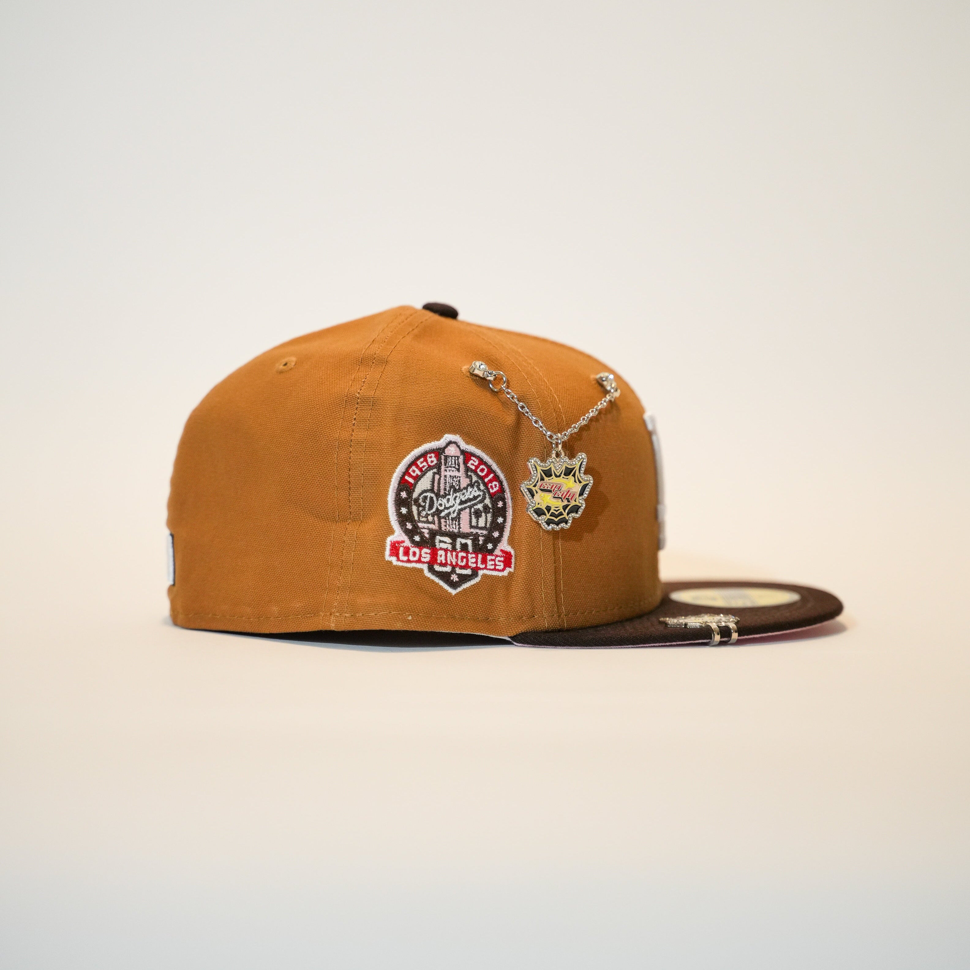 NEW ERA EXCLUSIVE 59FIFTY TAN/ BROWN LOS ANGELES DODGERS W/ 60TH ANNIVERSARY SIDE PATCH