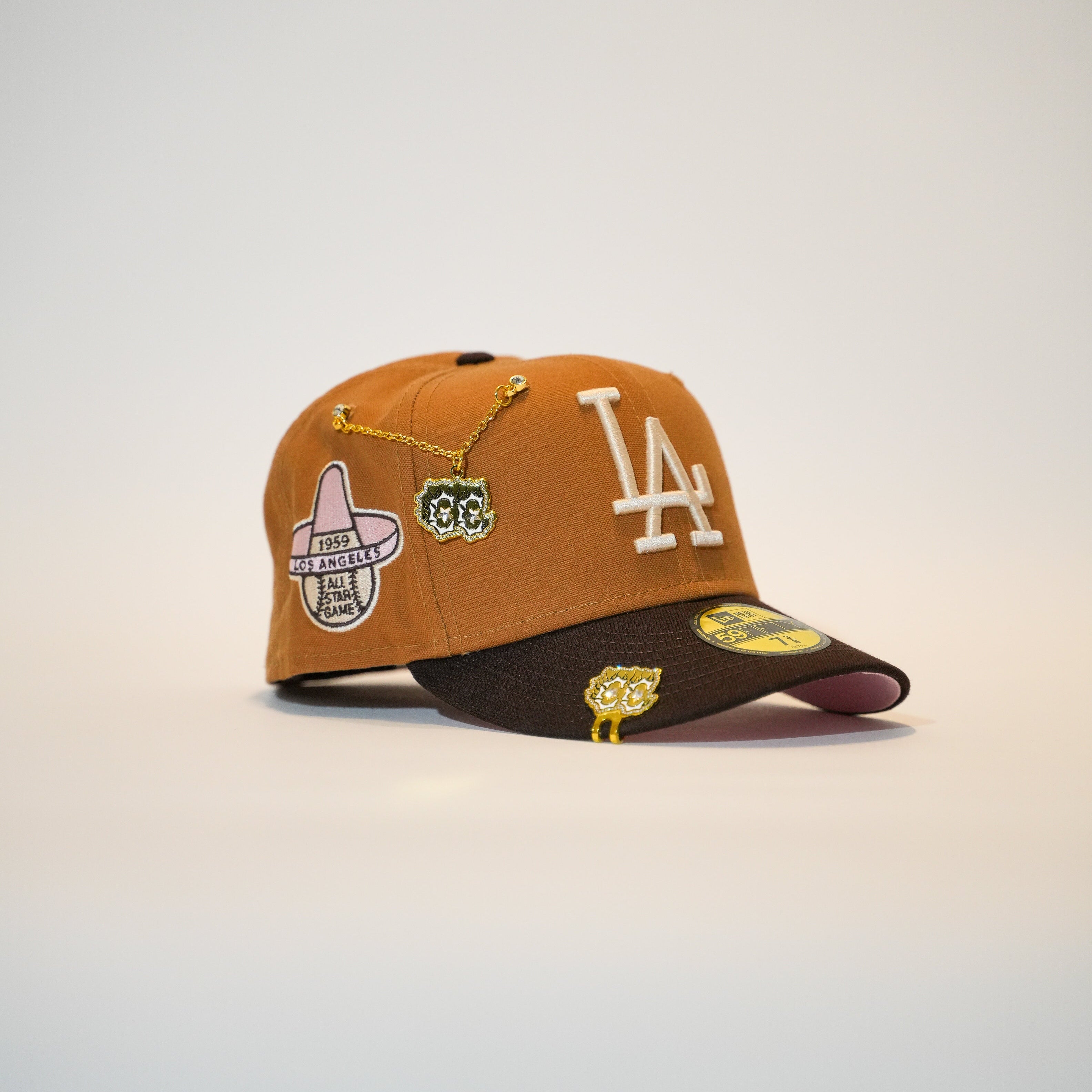 NEW ERA EXCLUSIVE 59FIFTY TAN/BROWN LOS ANGELES DODGERS W/ 1959 ALL STAR GAME SIDE PATCH