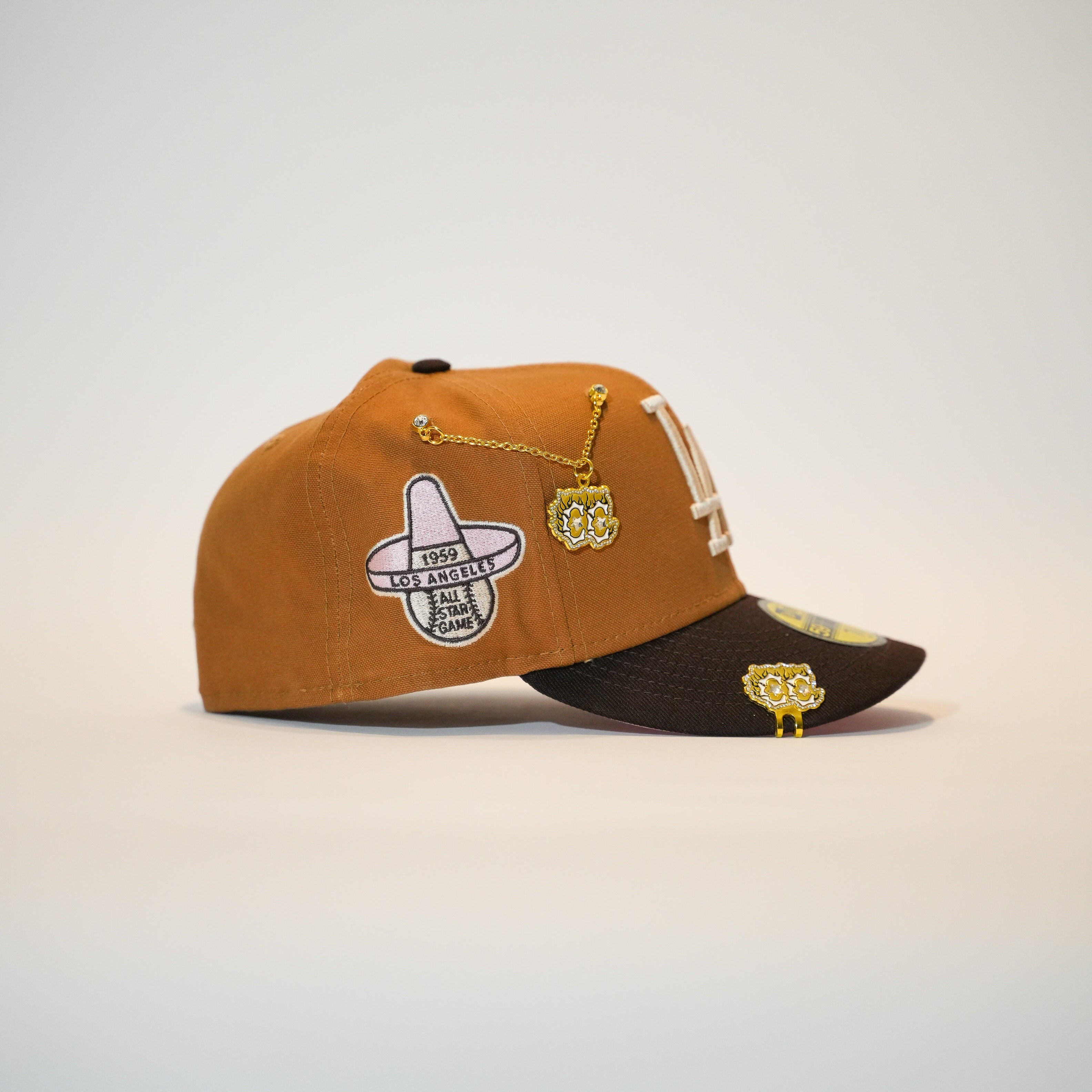 NEW ERA EXCLUSIVE 59FIFTY TAN/BROWN LOS ANGELES DODGERS W/ 1959 ALL STAR GAME SIDE PATCH