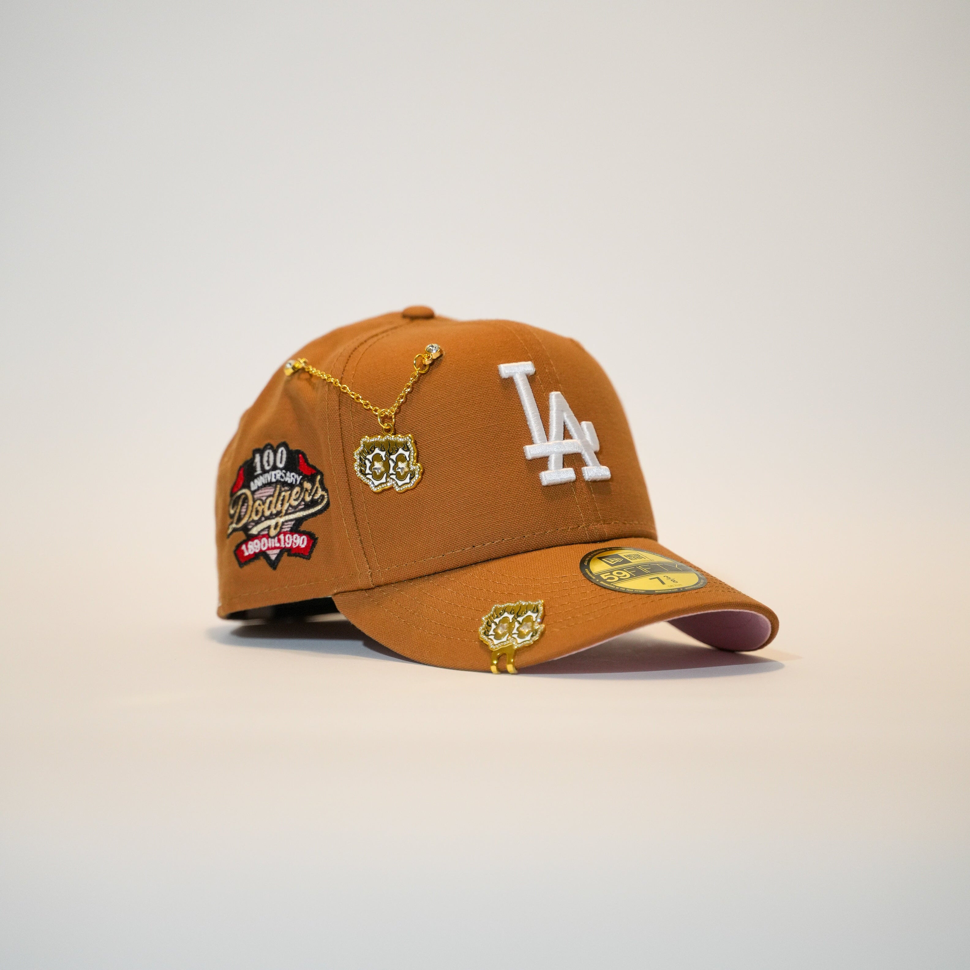 NEW ERA EXCLUSIVE 59FIFTY BRONZE LOS ANGELES DODGERS W/ 100TH ANNIVERSRAY SIDE PATCH