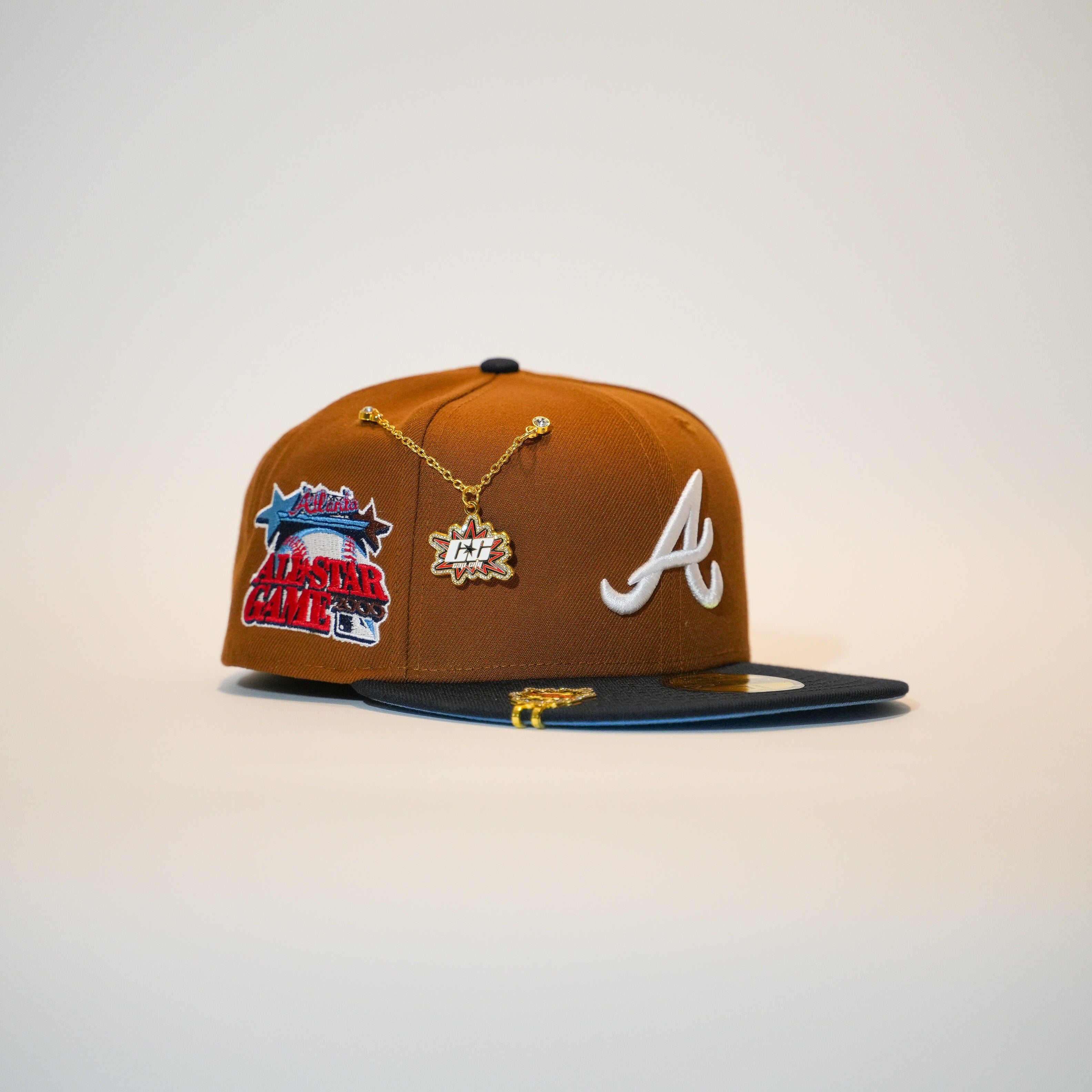 NEW ERA EXCLUSIVE 59FIFTY DARK TAN/NAVY ATLANTA BRAVES W/ 2000 ALL STAR GAME SIDE PATCH