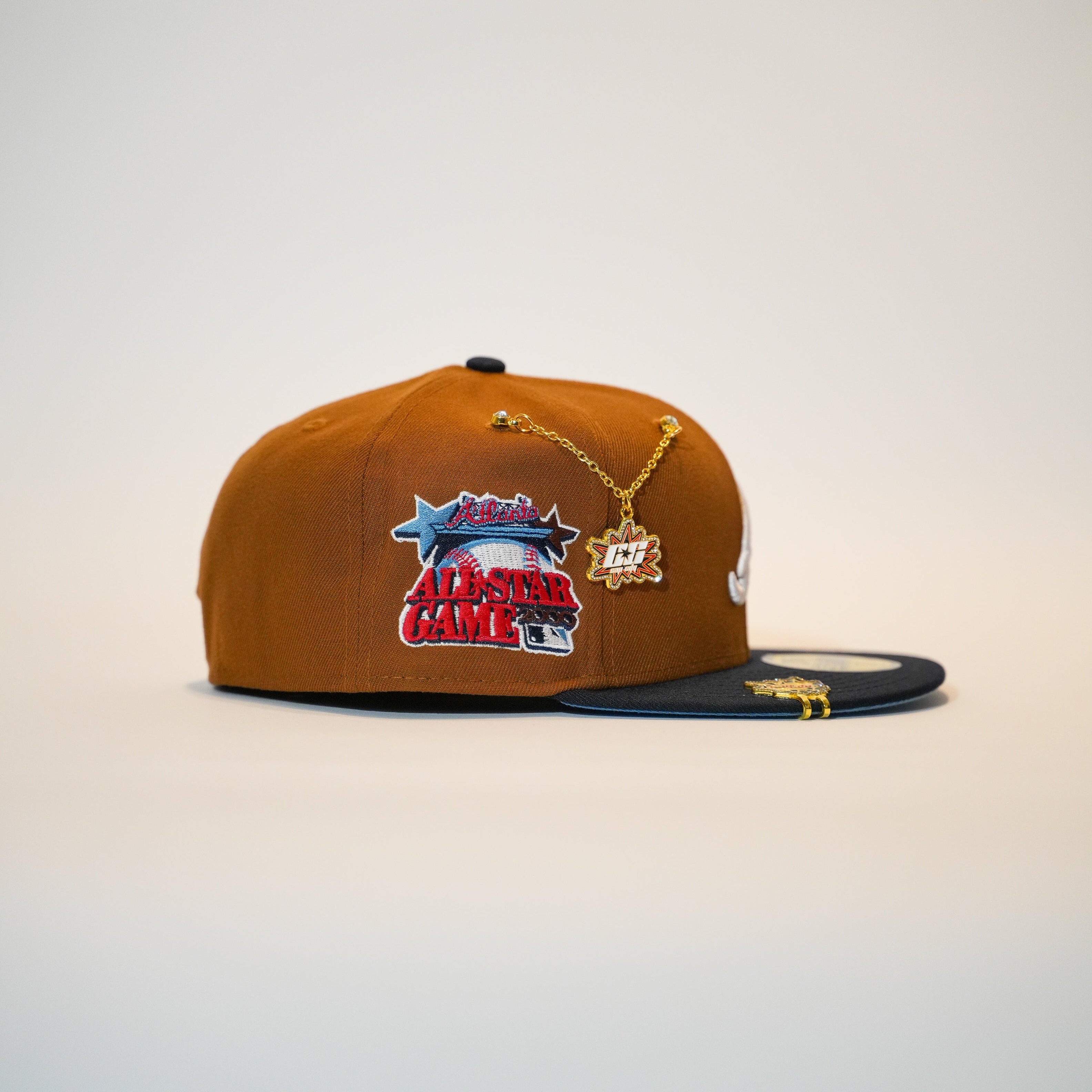 NEW ERA EXCLUSIVE 59FIFTY DARK TAN/NAVY ATLANTA BRAVES W/ 2000 ALL STAR GAME SIDE PATCH
