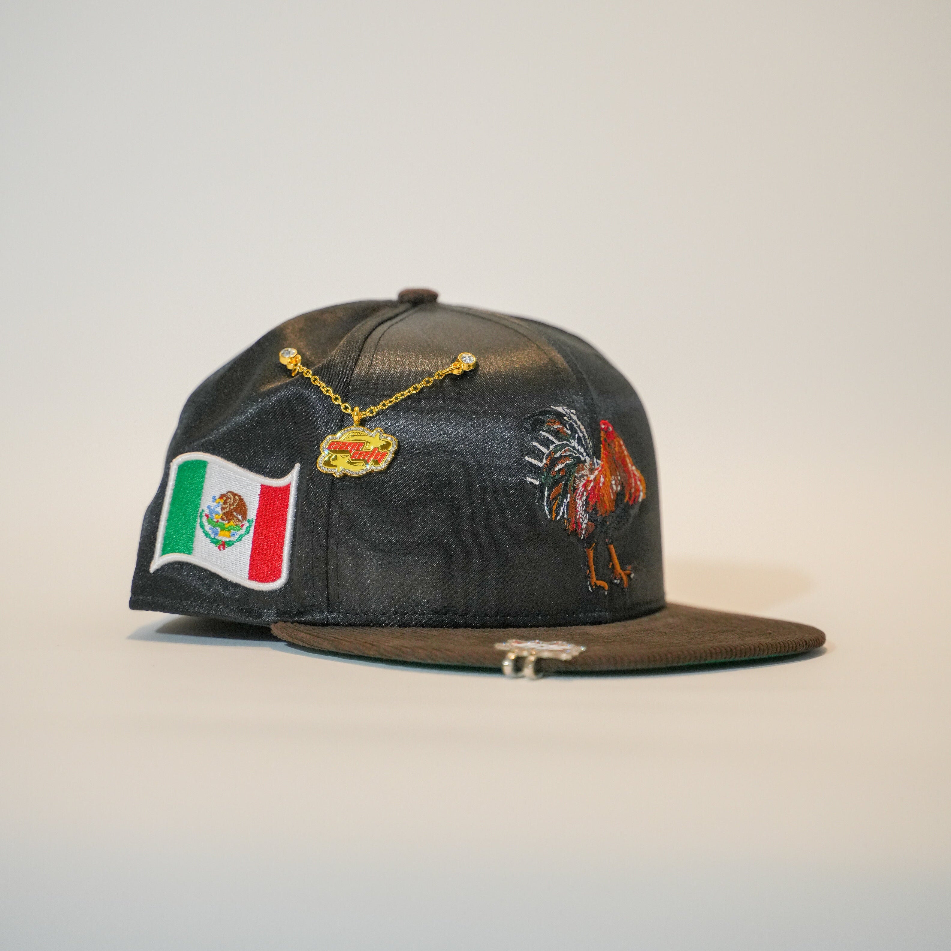 NEW ERA EXCLUSIVE 59FIFTY SATIN/ CORDUROY MEXICO "EL GALLO" W/ MEXICO FLAG SIDE PATCH