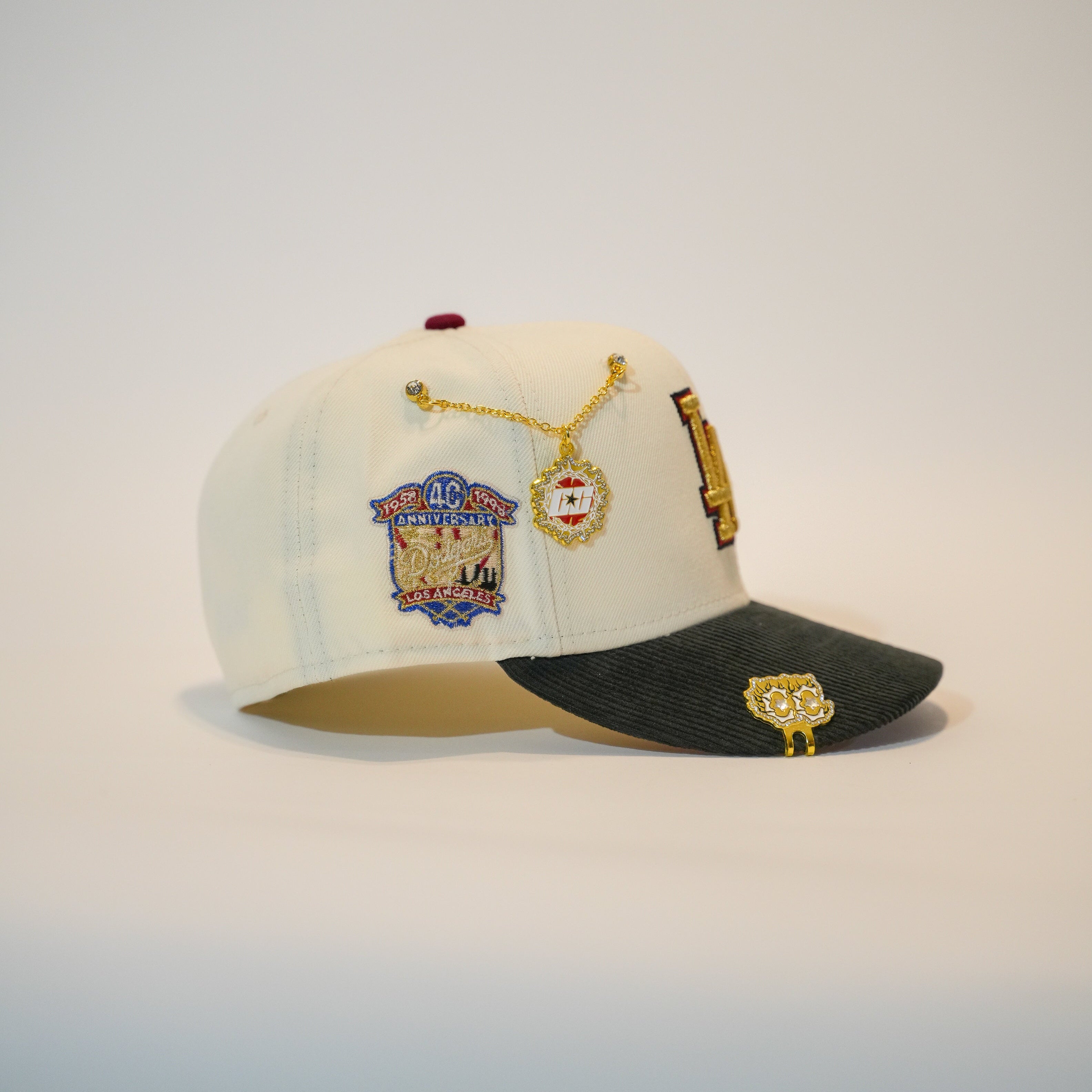 NEW ERA 59FIFTY CHROME/CORDUROY LOS ANGELES DODGERS W/ 40TH ANNIVERSARY SIDE PATCH