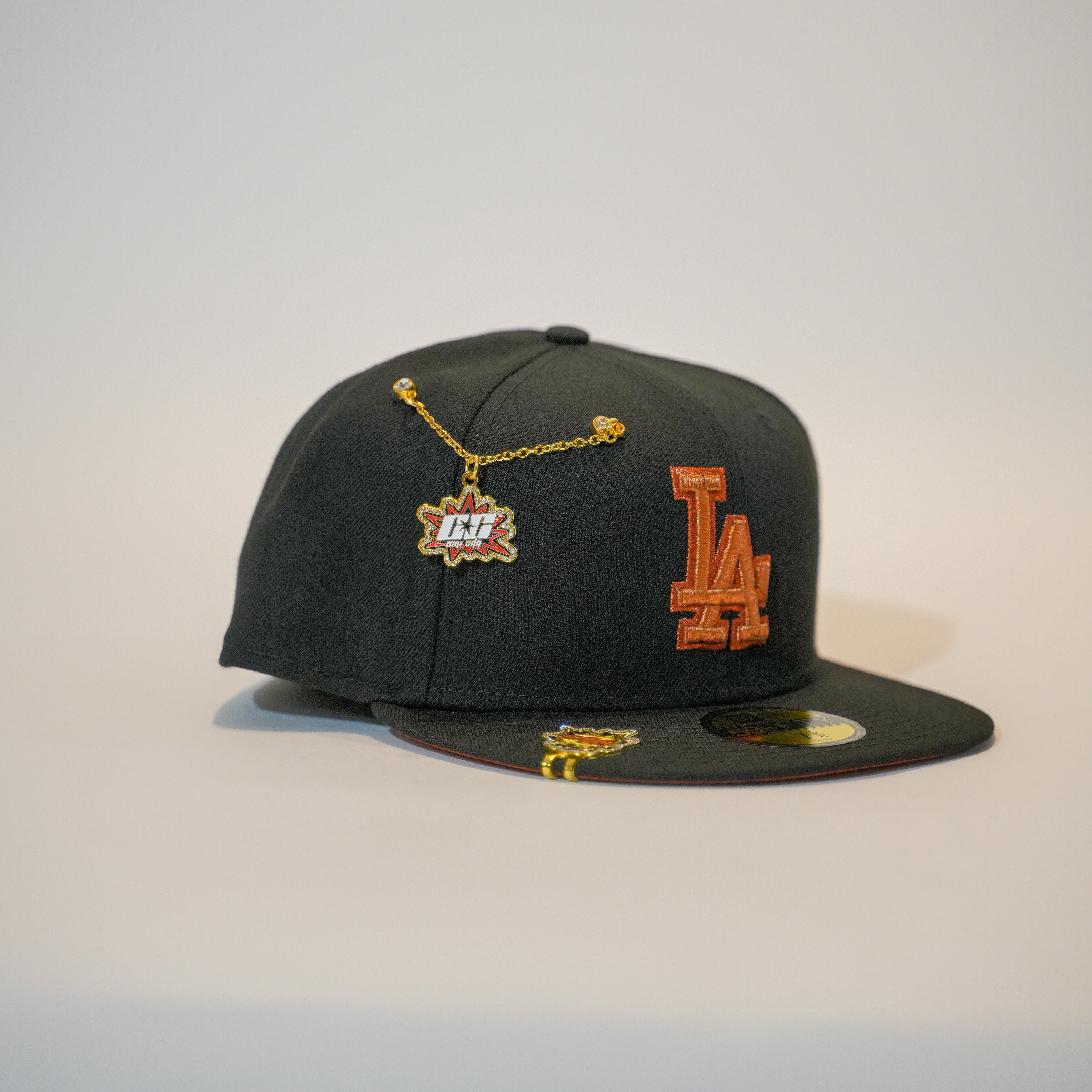 NEW ERA EXCLUSIVE 59FIFTY BLACK LOS ANGELES DODGERS W/RUST LOGO