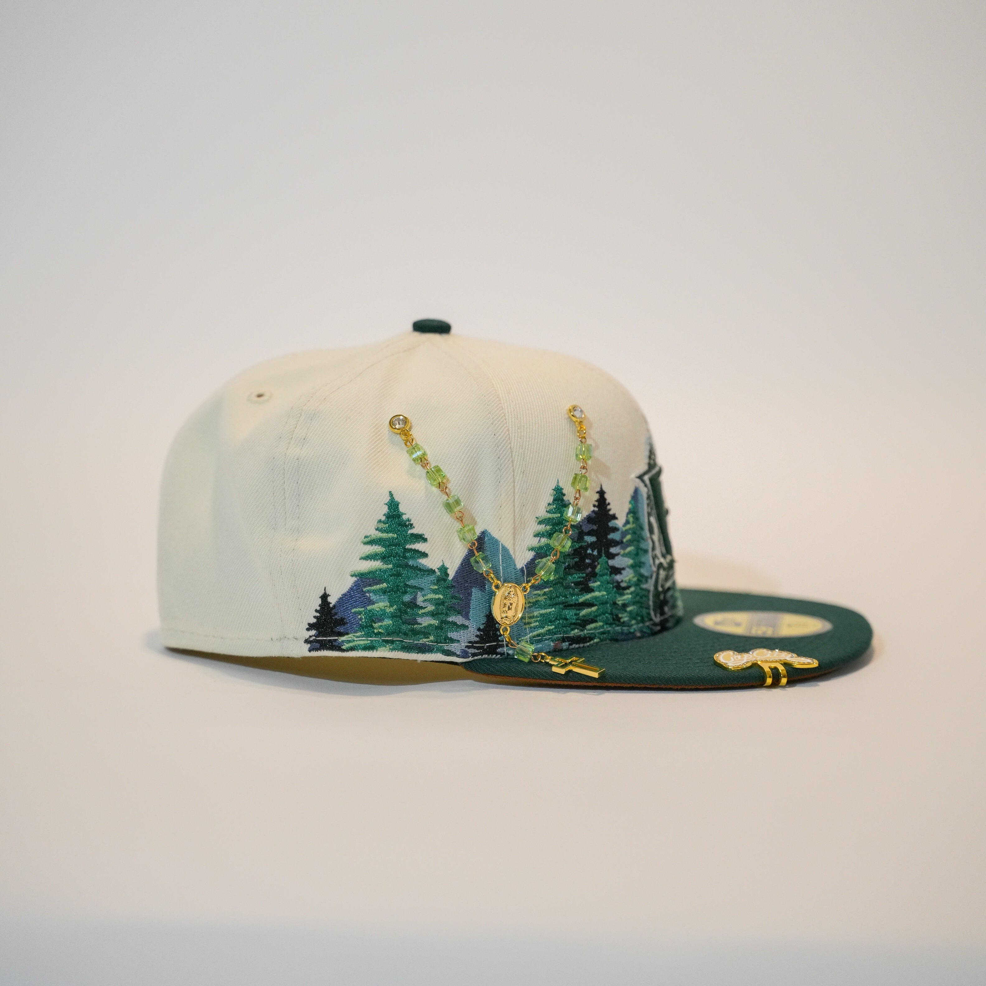 NEW ERA EXCLUSIVE 59FIFTY CHROME/FOREST GREEN FLORIDA MARLINS W/ PINE TREES