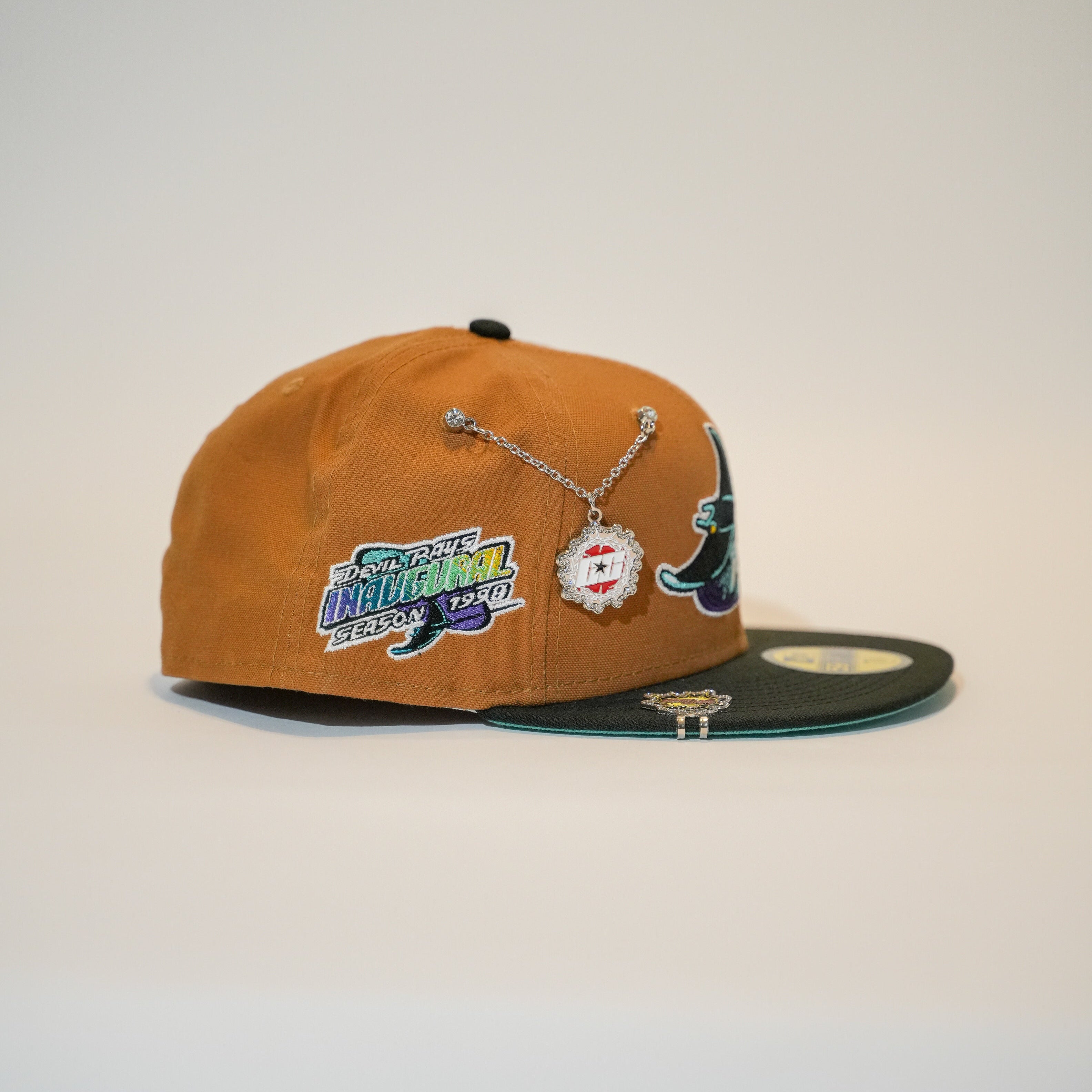 NEW ERA EXCLUSIVE 59FIFTY BRONZE/BLACK TAMPA DEVILRAYS W/ 1998 INAUGURAL SEASON SIDE PATCH