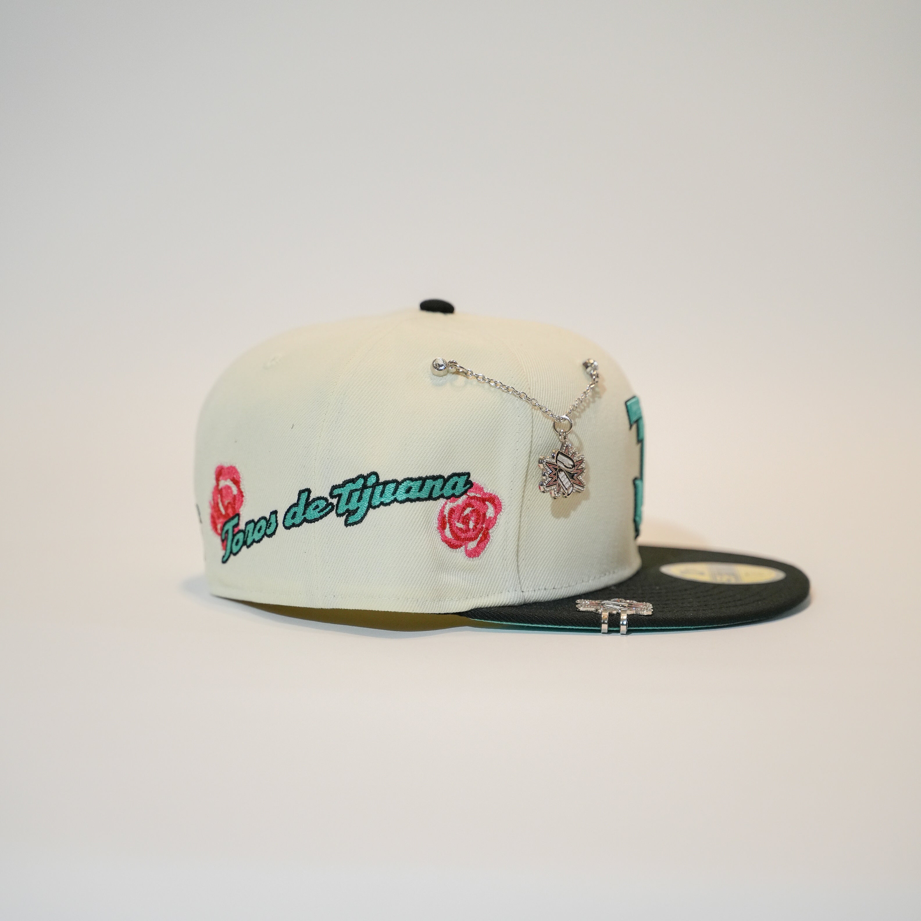 NEW ERA EXCLUSIVE 59FIFTY CHROME/ BLACK TOROS DE TIJUANA W/ "TIJUANA" SIDE PATCH