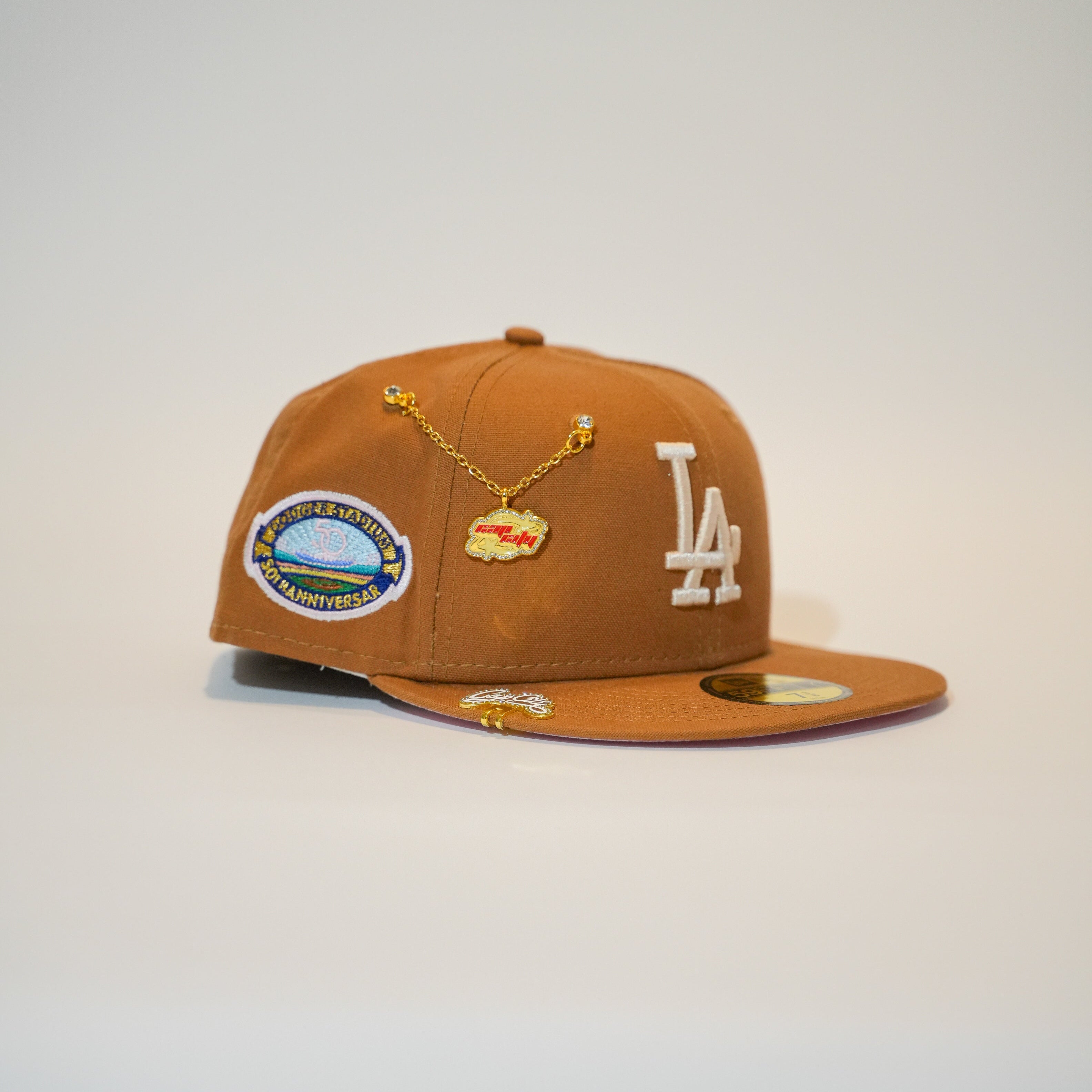 NEW ERA EXCLUSIVE 59FIFTY BRONZE LOS ANGELES DODGERS W/ 50TH ANNIVERSRAY SIDE PATCH