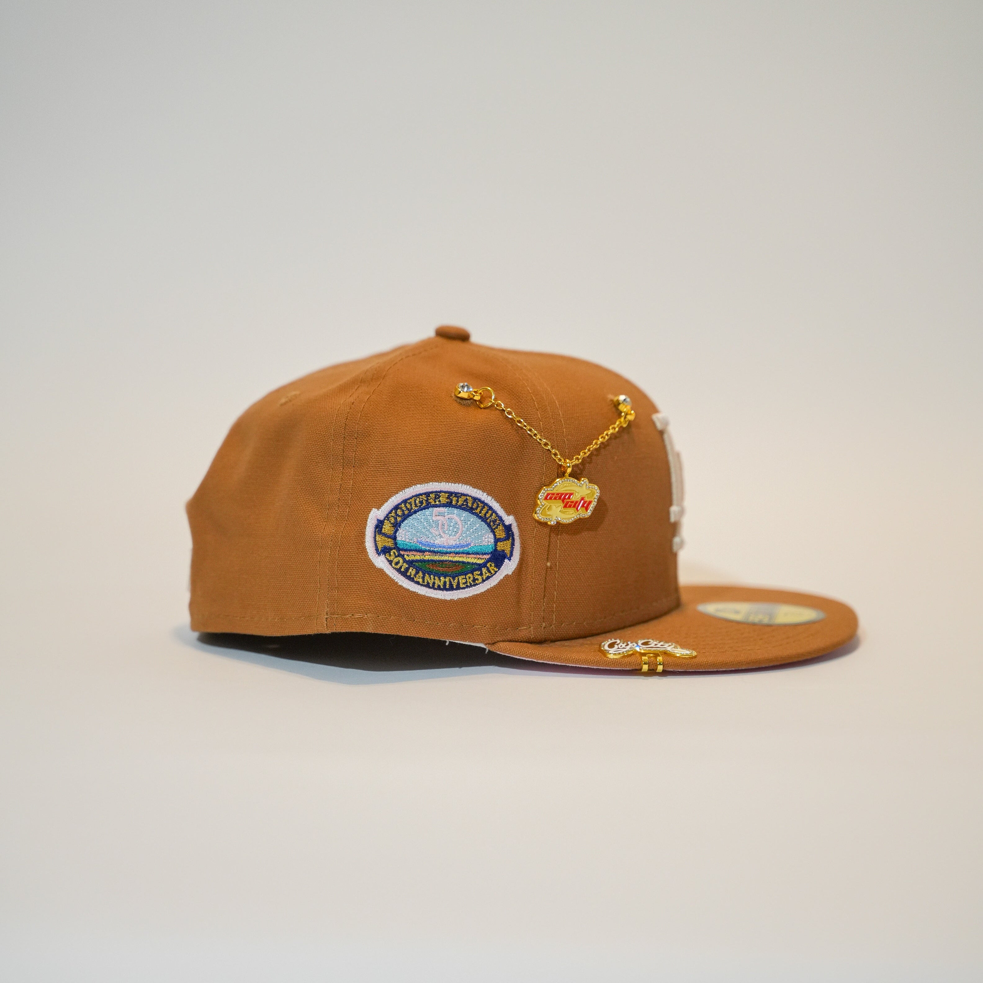 NEW ERA EXCLUSIVE 59FIFTY BRONZE LOS ANGELES DODGERS W/ 50TH ANNIVERSRAY SIDE PATCH