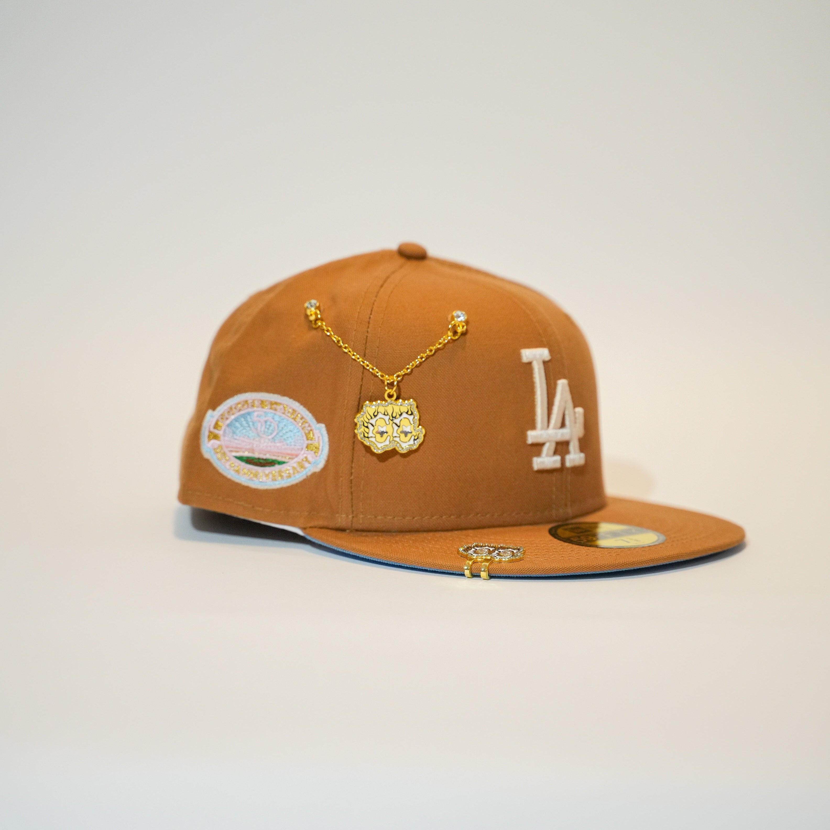 NEW ERA EXCLUSIVE 59FIFTY BRONZE LOS ANGELES DODGERS W/ 50TH ANNIVERSRAY SIDE PATCH