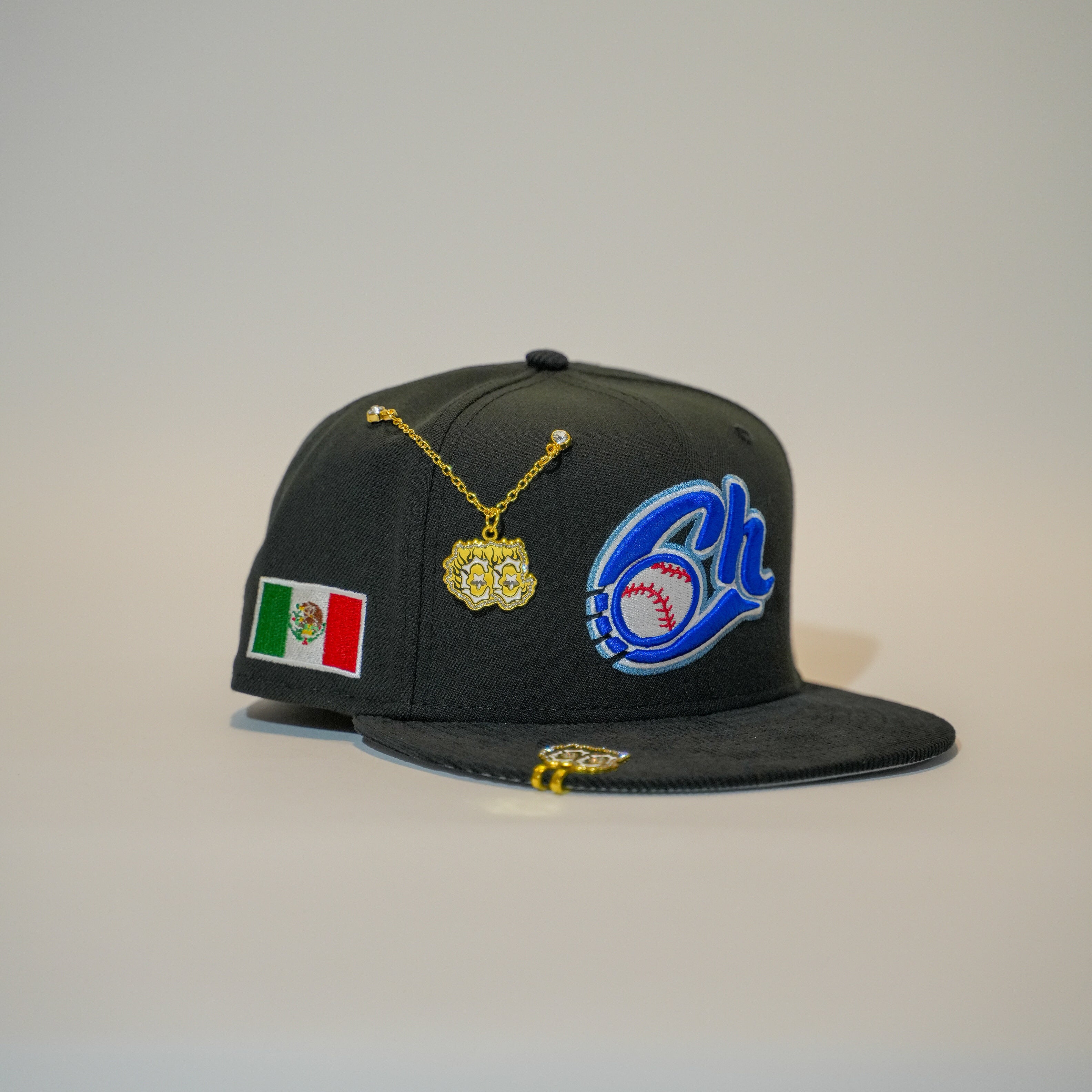 NEW ERA EXCLUSIVE 59FIFTY BLACK/ CORDUROY CHARROS DE JALISCO W/ MEXICO FLAG SIDE PATCH