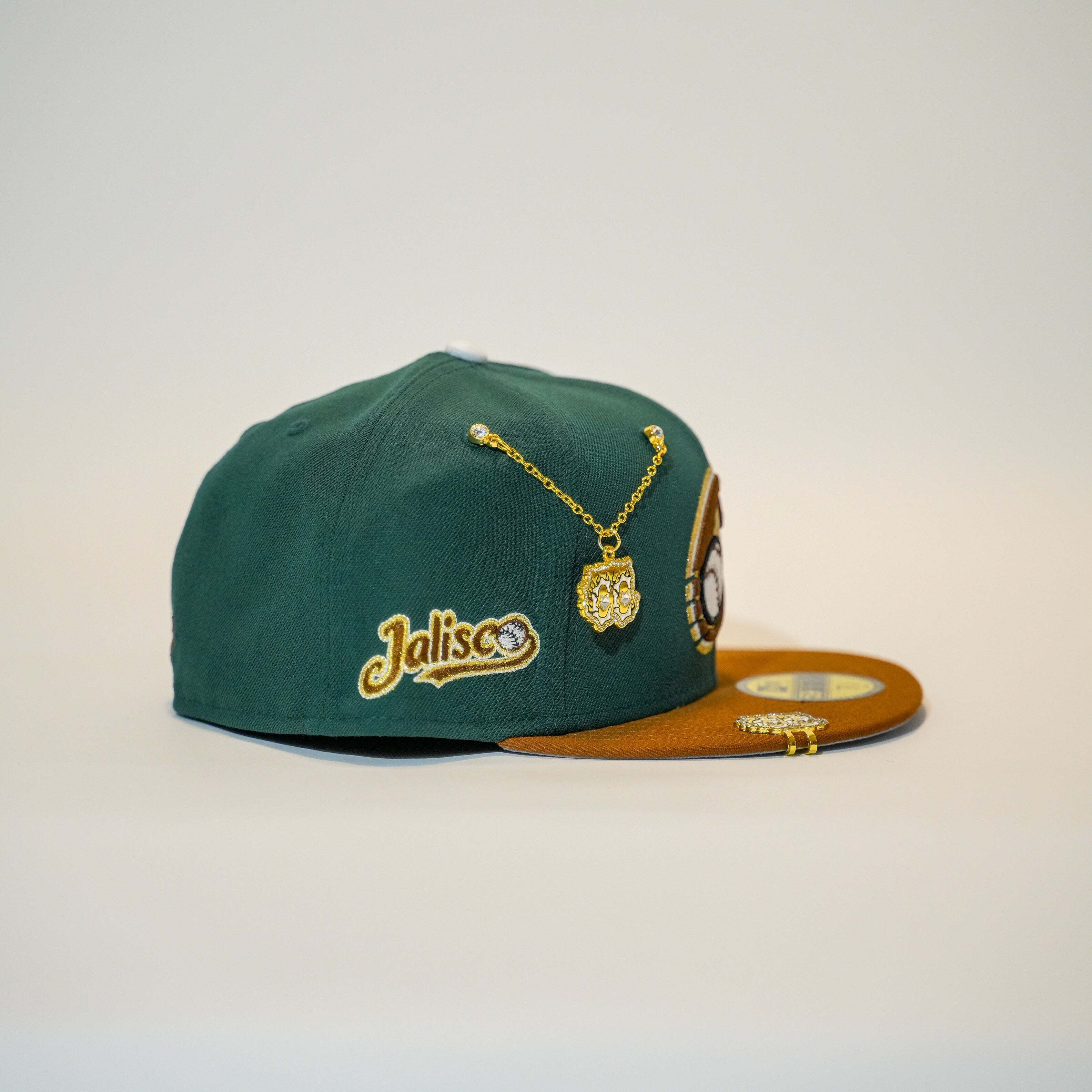 NEW ERA EXCLUSIVE 59FIFTY FOREST GREEN/ KHAKI CHARROS DE JALISCO W/ "JALISCO" SCRIPT SIDE PATCH