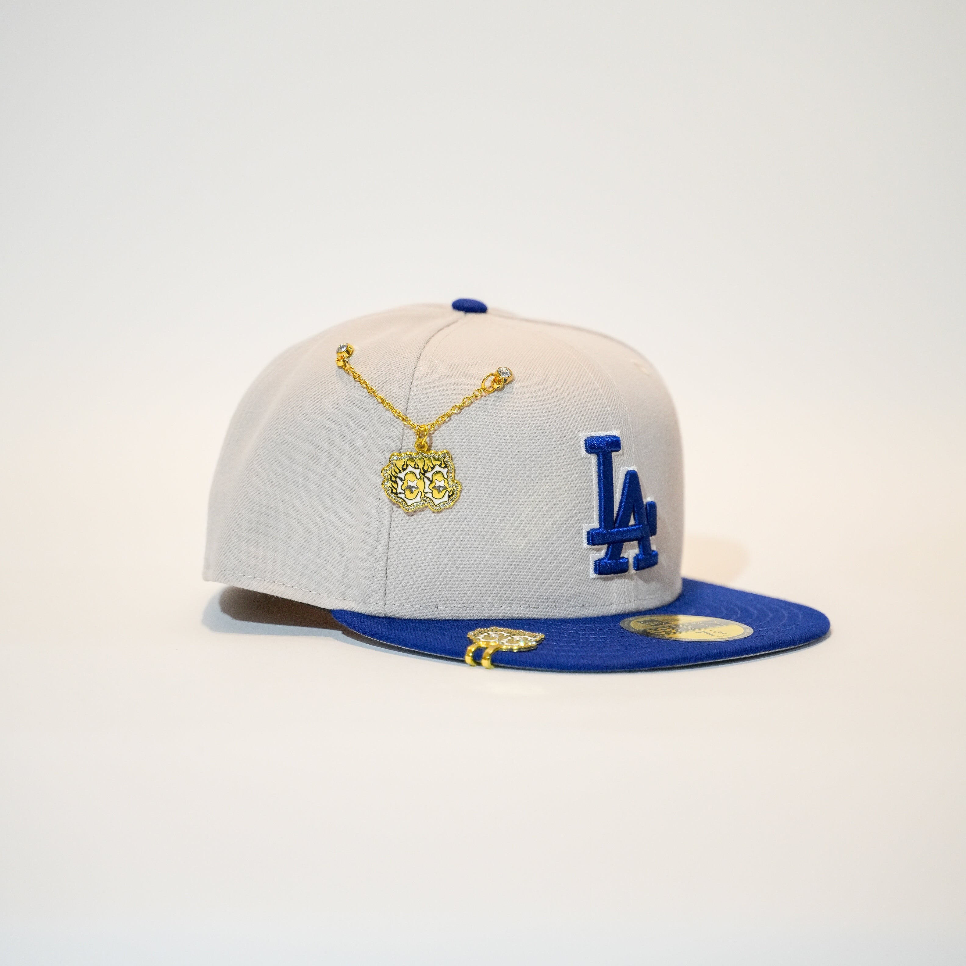NEW ERA EXCLUSIVE 59FIFTY STONE GREY/BLUE LOS ANGELES DODGERS W/ 2020 WORLD SERIES SIDE PATCH