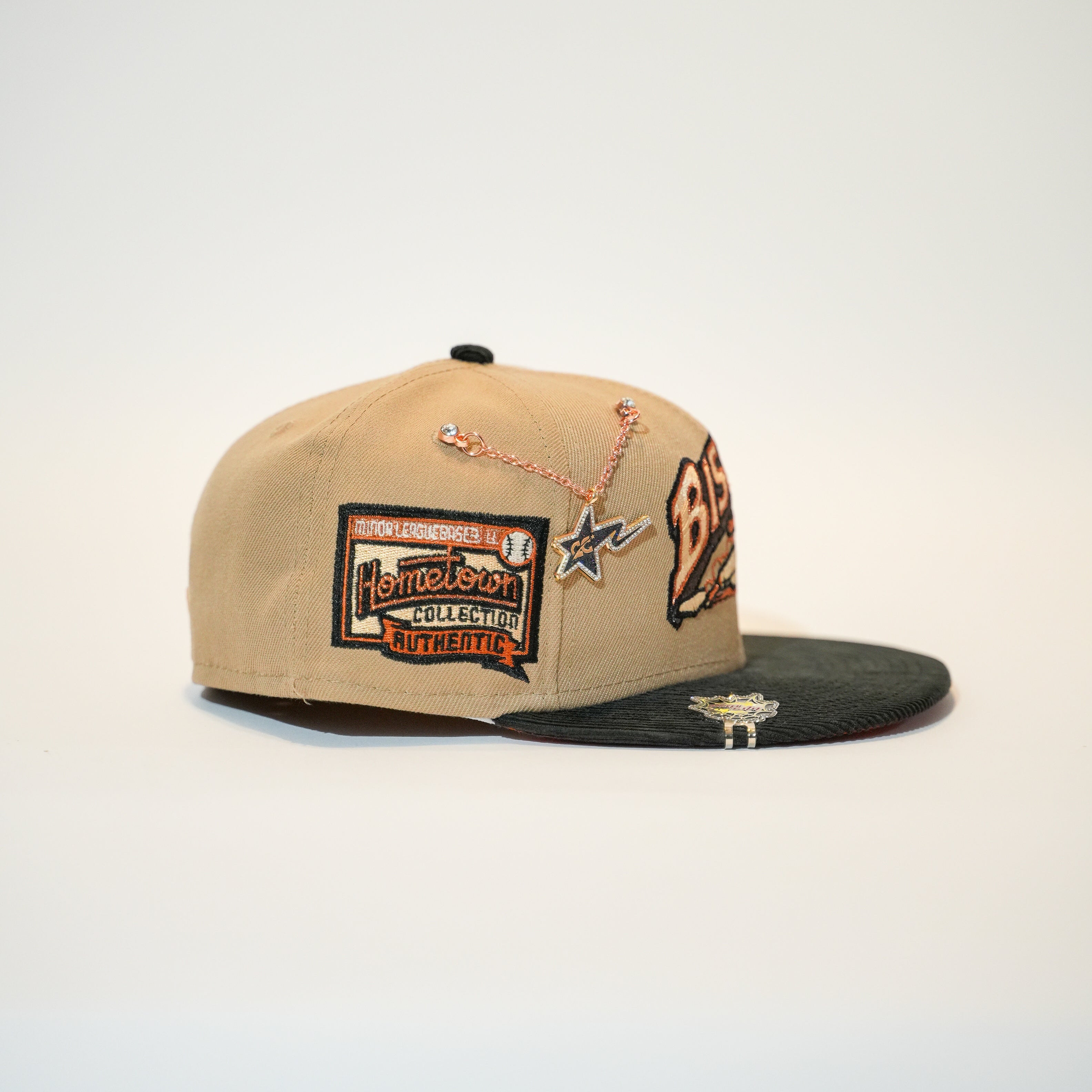 NEW ERA EXCLUSIVE 59FIFTY CAMEL CORDUROY BUFFALO BISONS W/ HOMETOWN COLLECTION SIDE PATCH