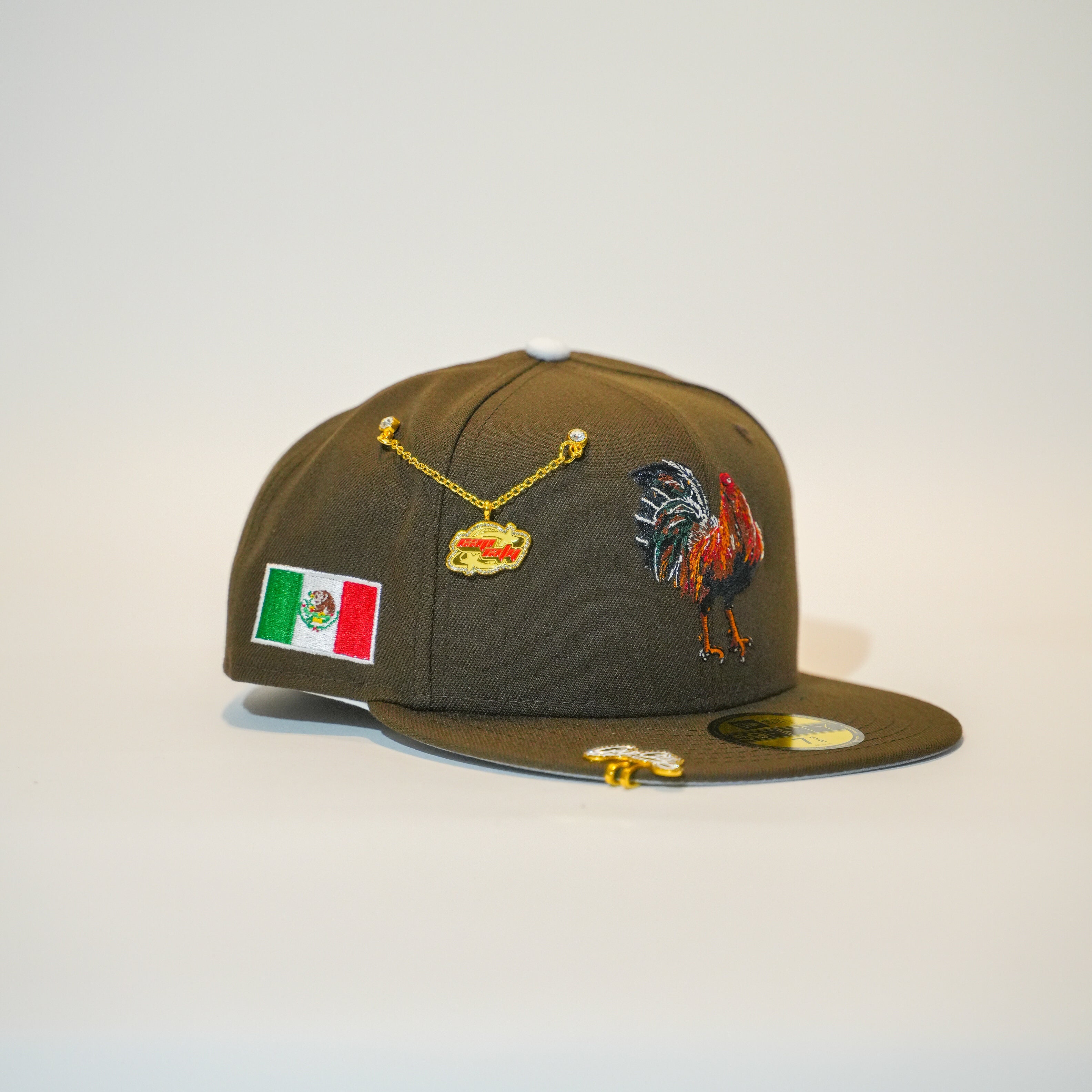 NEW ERA EXCLUSIVE 59FIFTY BROWN MEXICO "EL GALLO" W/ MEXICO FLAG SIDE PATCH