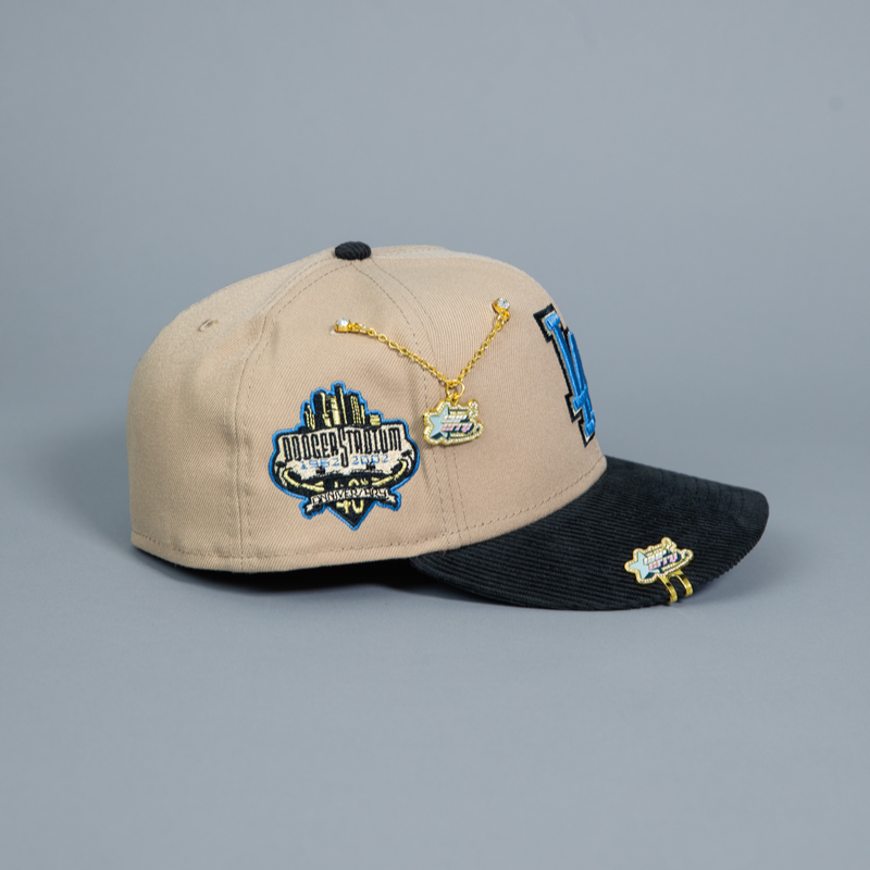 NEW ERA EXCLUSIVE 59FIFTY CAMEL/ CORDUROY LOS ANGELES DODGERS W/ 40TH ANNIVERSARY SIDE PATCH