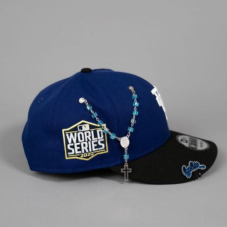 NEW ERA EXCLUSIVE 9FIFTY BLUE/ BLACK UPSIDE DOWN LOS ANGELES DODGERS SNAPBACK W/ 2020 WORLD SERIES SIDE PATCH