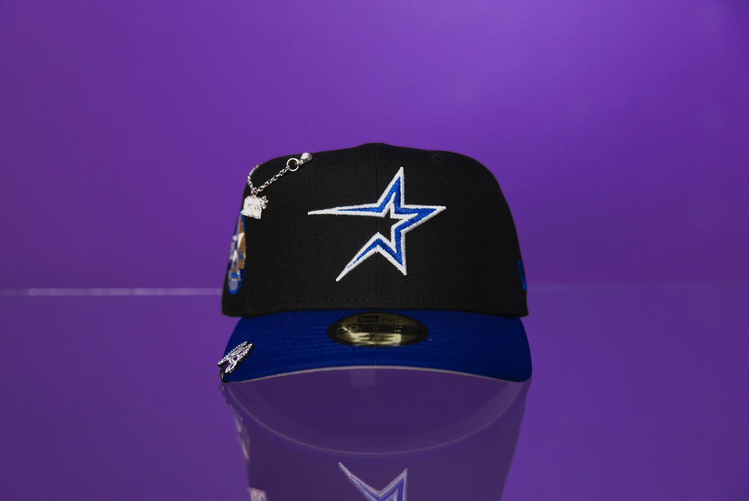 NEW ERA EXCLUSIVE 59FIFTY BLACK/BLUE HOUSTON ASTROS W/ 35 GREAT YEARS SIDE PATCH