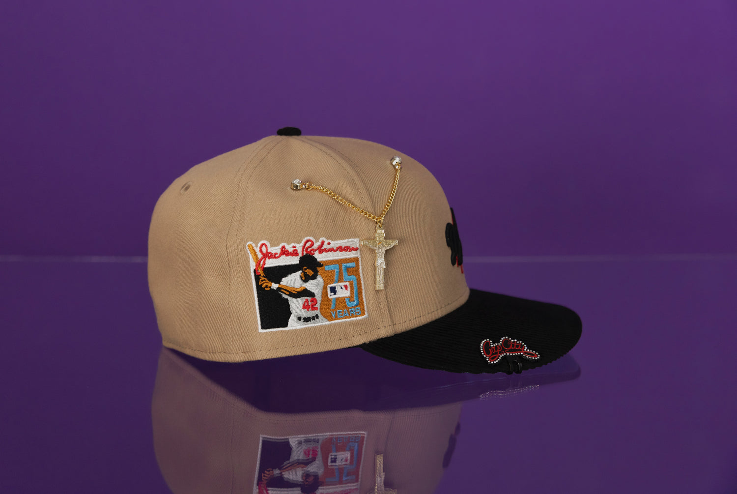 NEW ERA EXCLUSIVE 59FIFTY CAMEL BROWN/CORDUROY LOS ANGELES DODGERS W/ JACKIE ROBINSON SIDE PATCH
