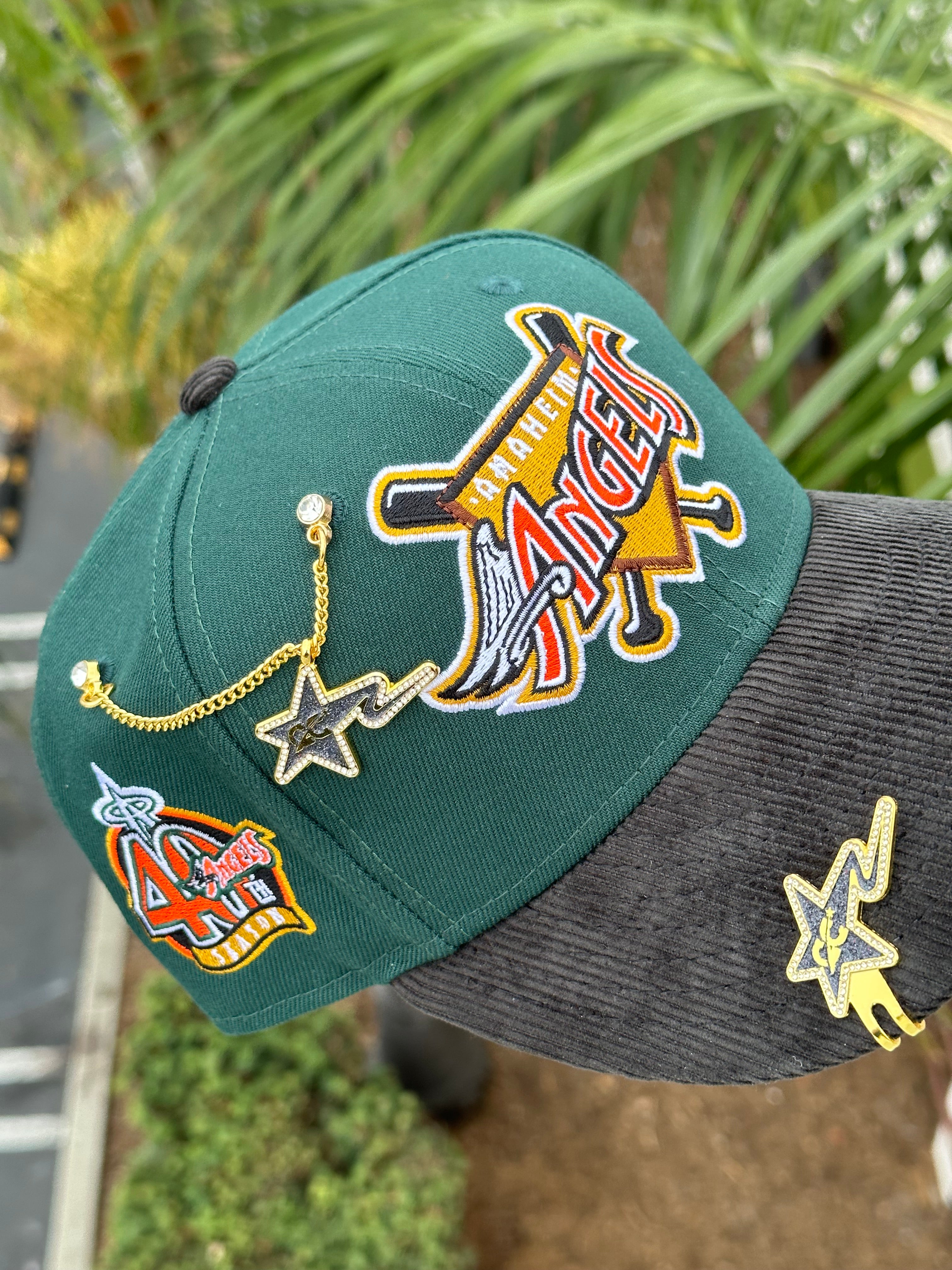 NEW ERA EXCLUSIVE 59FIFTY FOREST GREEN ANAHEIM ANGELS W/ 40TH ANNIVERSARY PATCH