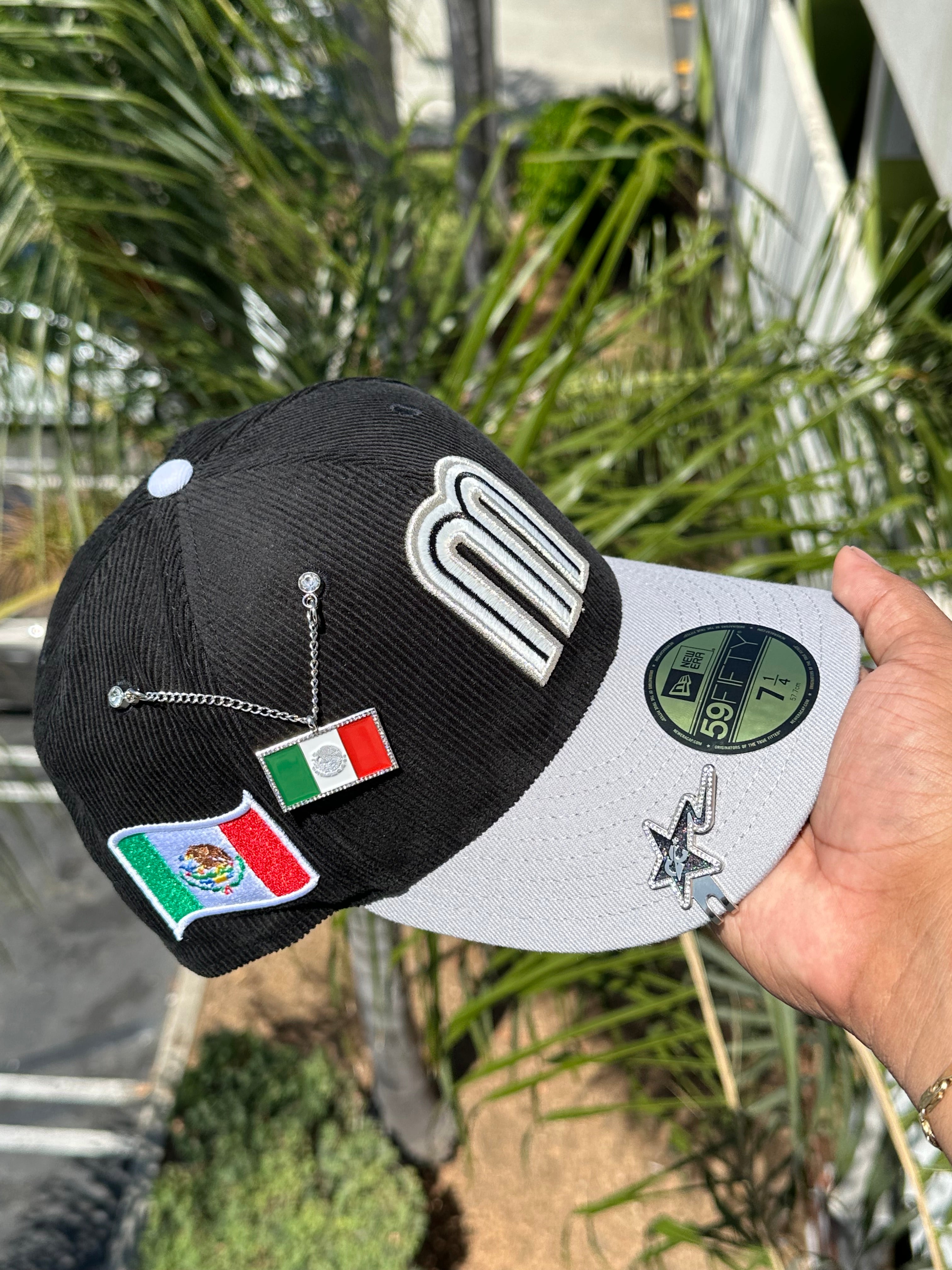 EXCLUSIVO NEW ERA 59FIFTY PANA/GRIS MÉXICO 2TONOS CON PARCHE BANDERA DE MÉXICO 