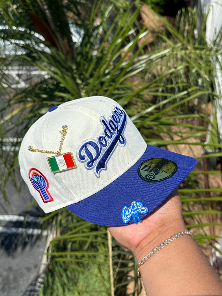 Los Angeles Dodgers Script Khaki New Era 59FIFTY Fitted Hat 7 3/4