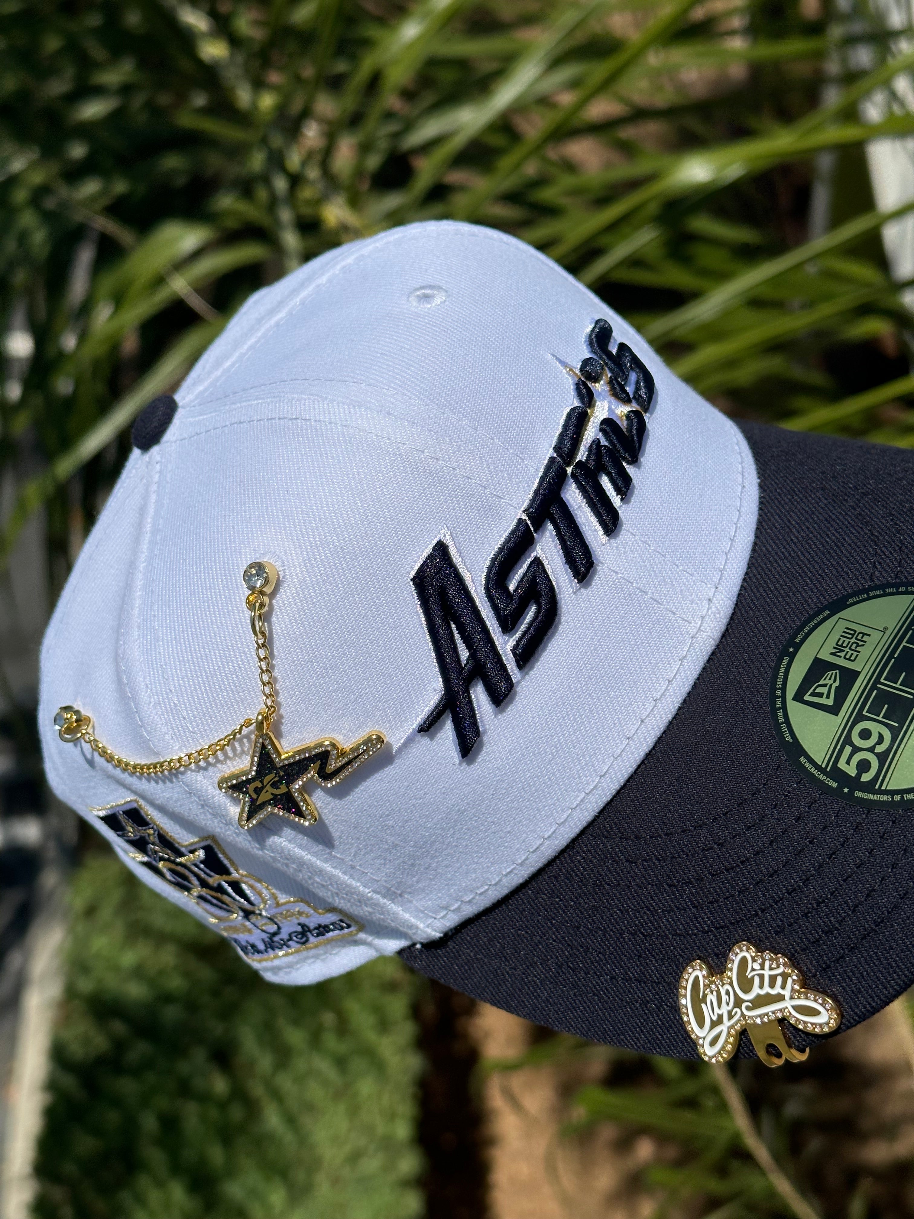 NEW ERA EXCLUSIVE 59FIFTY WHITE/NAVY HOUSTON ASTROS W/ 35TH ANNIVERSARY PATCH