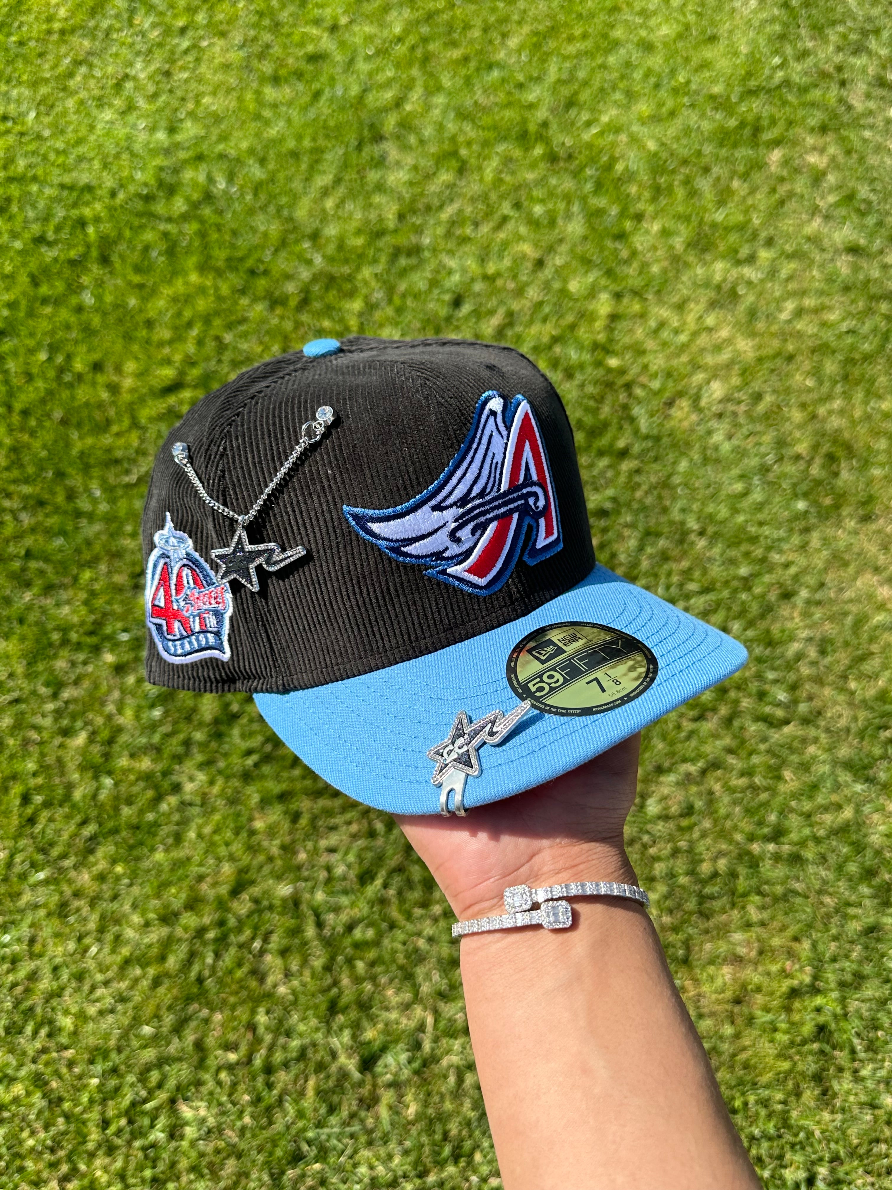 NEW ERA EXCLUSIVE 59FIFTY CORDUROY/SKY BLUE ANAHEIM ANGELS W/ 40TH ANNIVERSARY PATCH