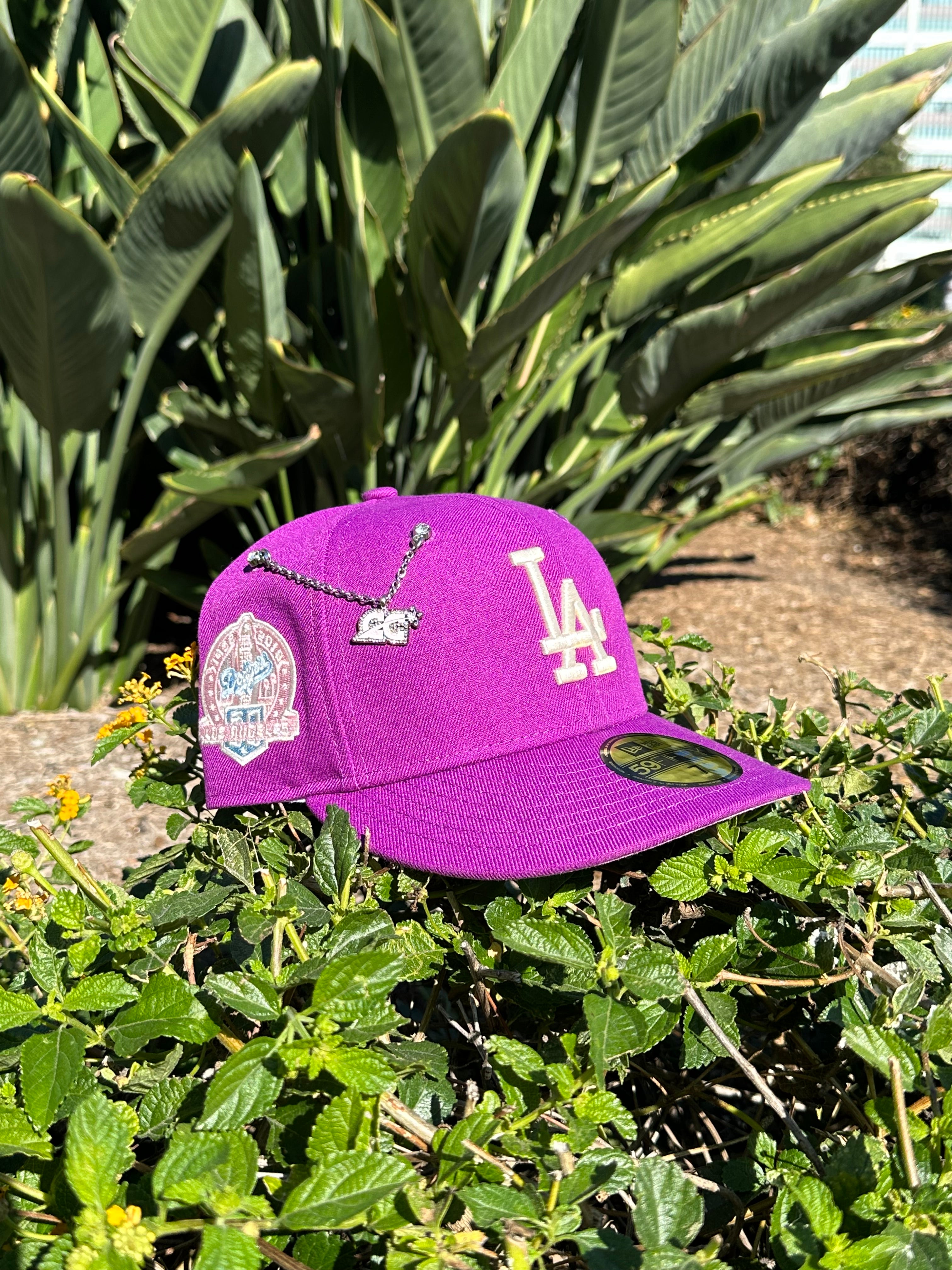 NEW ERA EXCLUSIVE 59FIFTY PURPLE LOS ANGELES DODGERS W/ 60TH ANNIVERSARY PATCH