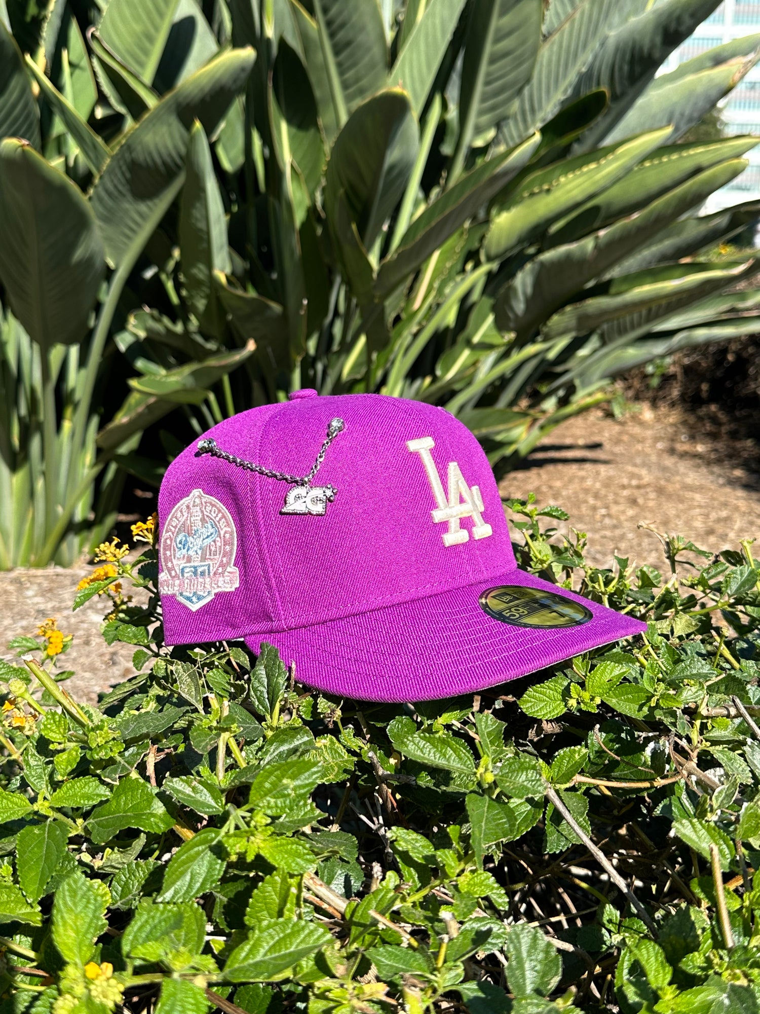 NEW ERA EXCLUSIVE 59FIFTY PURPLE LOS ANGELES DODGERS W/ 60TH ANNIVERSARY PATCH