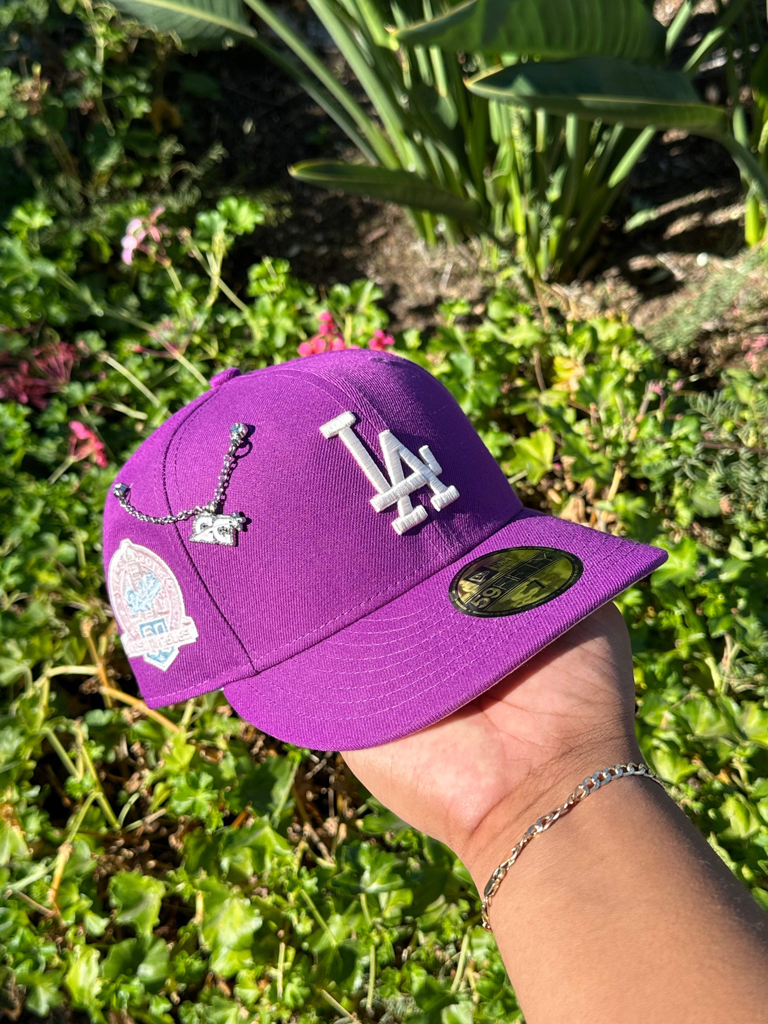NEW ERA EXCLUSIVE 59FIFTY PURPLE LOS ANGELES DODGERS W/ 60TH ANNIVERSARY PATCH