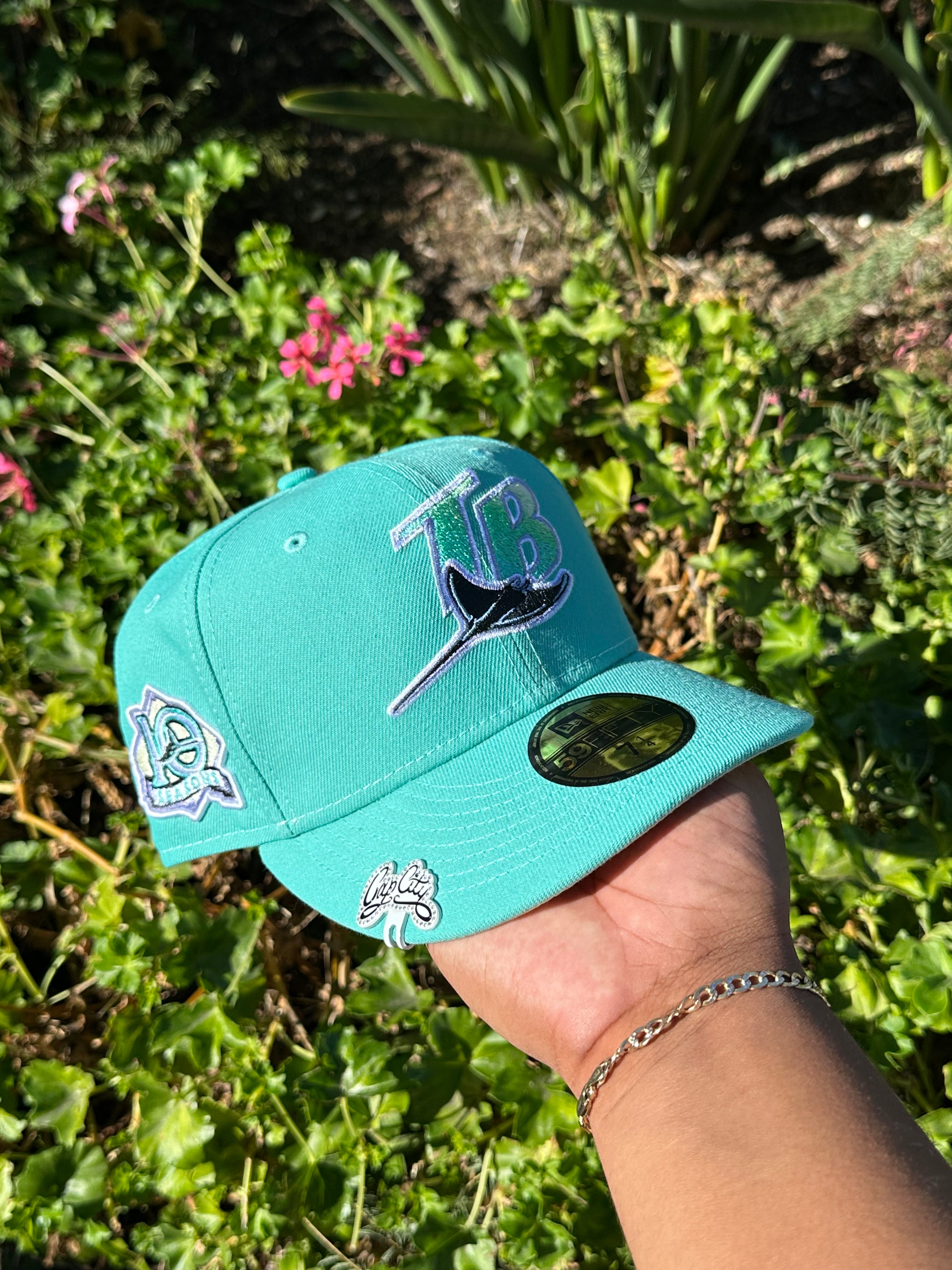 NEW ERA EXCLUSIVE 59FIFTY TEAL TAMPA BAY RAYS W/ 10TH SEASON PATCH